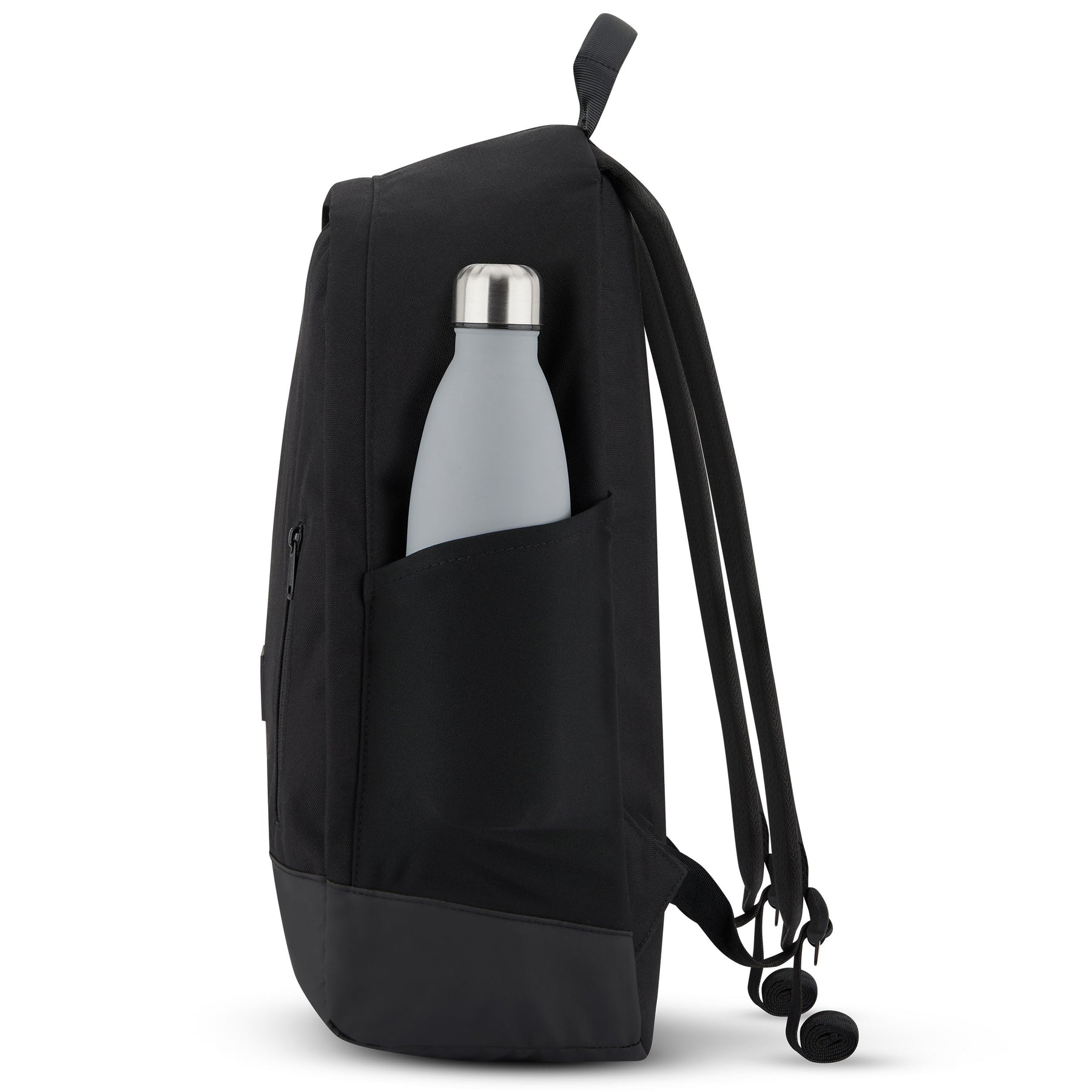 Schwarzer Johnny Urban Rucksack 'Neo' mit seitlicher Tasche und grauer Trinkflasche