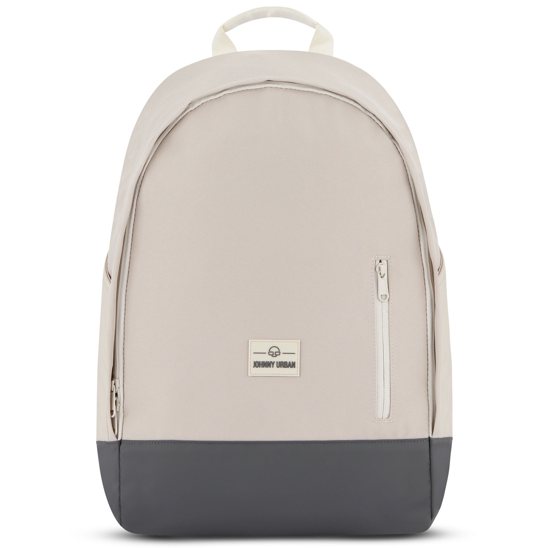 Rucksack 'Neo' von Johnny Urban in hellem Beige mit dunkelgrauem Boden und vorderer Reißverschlusstasche