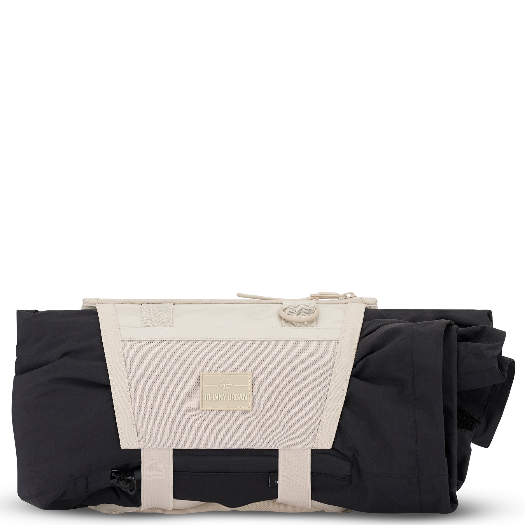Beige-schwarze Umhängetasche 'Avery' von Johnny Urban, funktional und gerollt