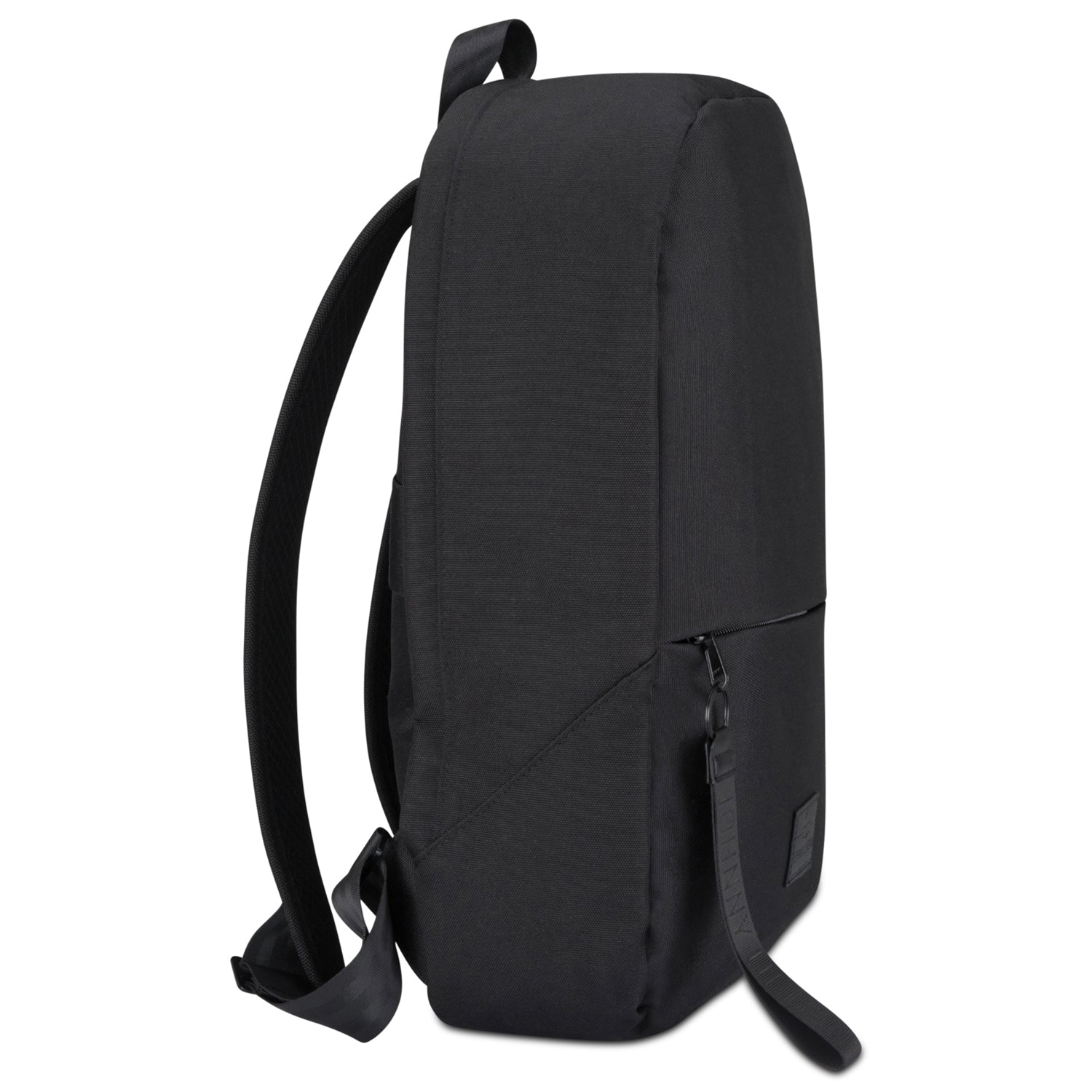 Schwarzer Rucksack 'Milo' in schmalem, rechteckigem Design mit Reißverschluss und Tragegriff
