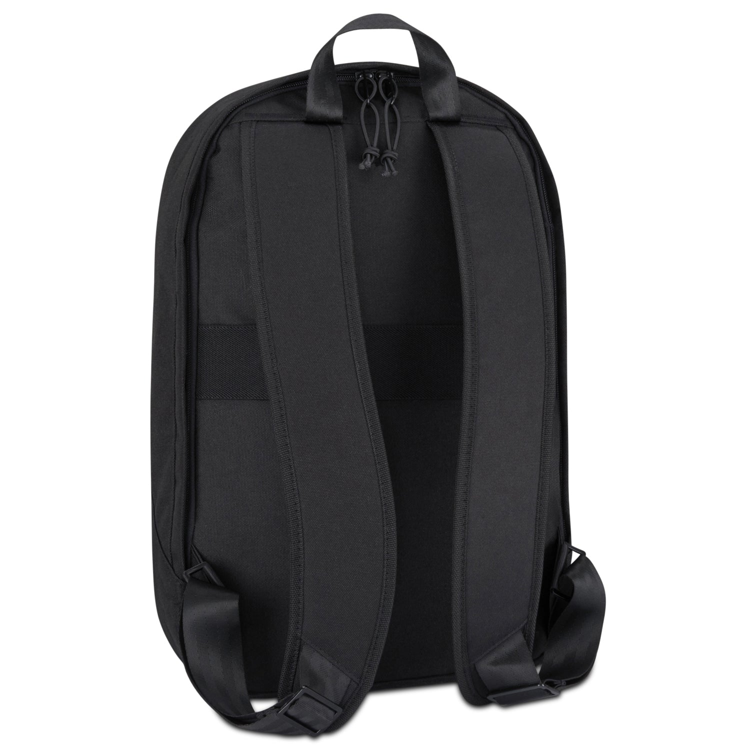 Schwarzer ergonomischer Schulrucksack 'Milo' mit gepolsterten Schulterriemen von hinten