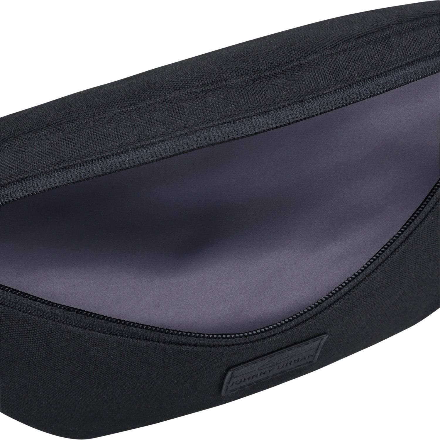 Innenansicht der schwarzen Bauchtasche 'Erik Small' von Johnny Urban mit offenem Reißverschluss