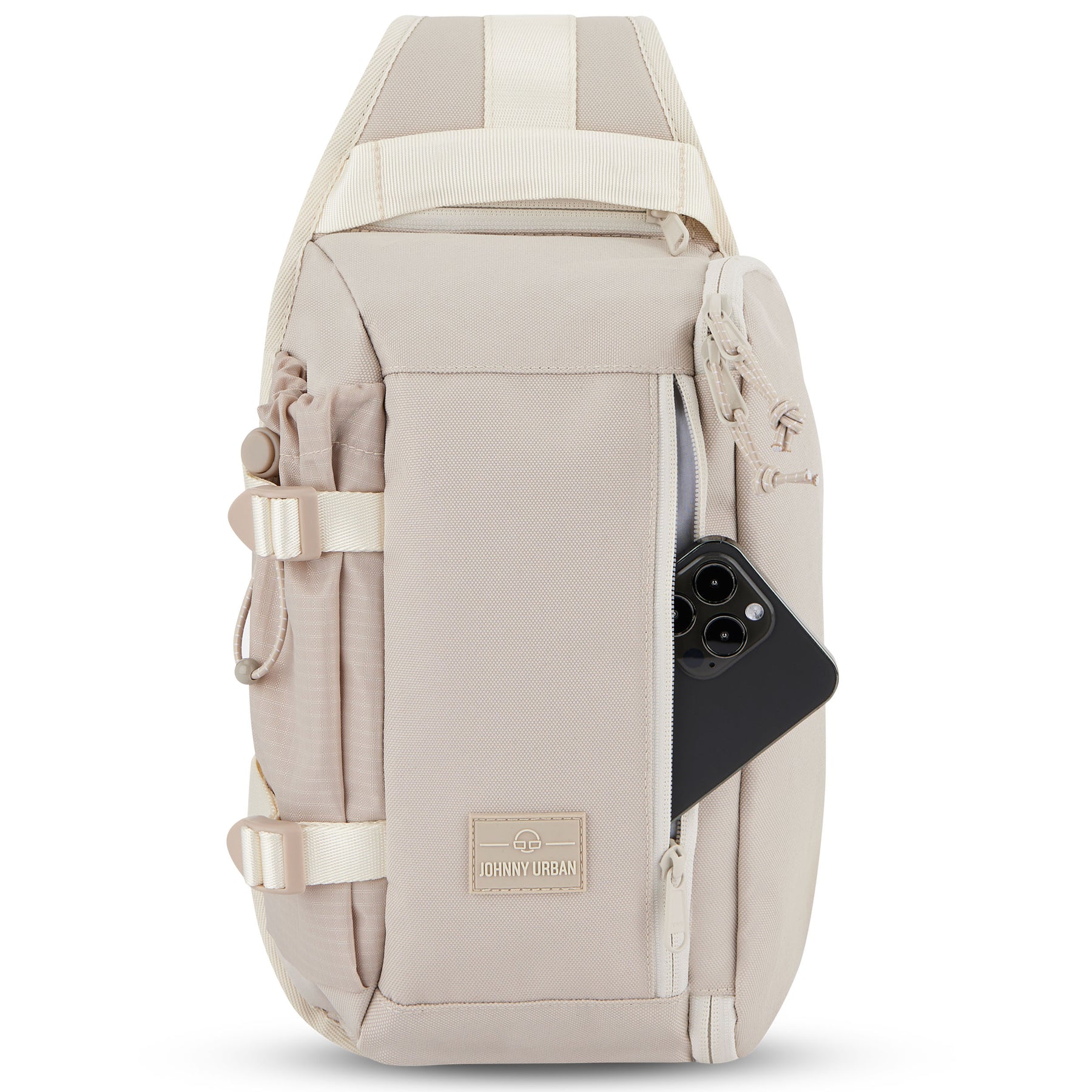 Beige Sling Bag 'Charlie' von Johnny Urban mit Reißverschlusstasche und Smartphone