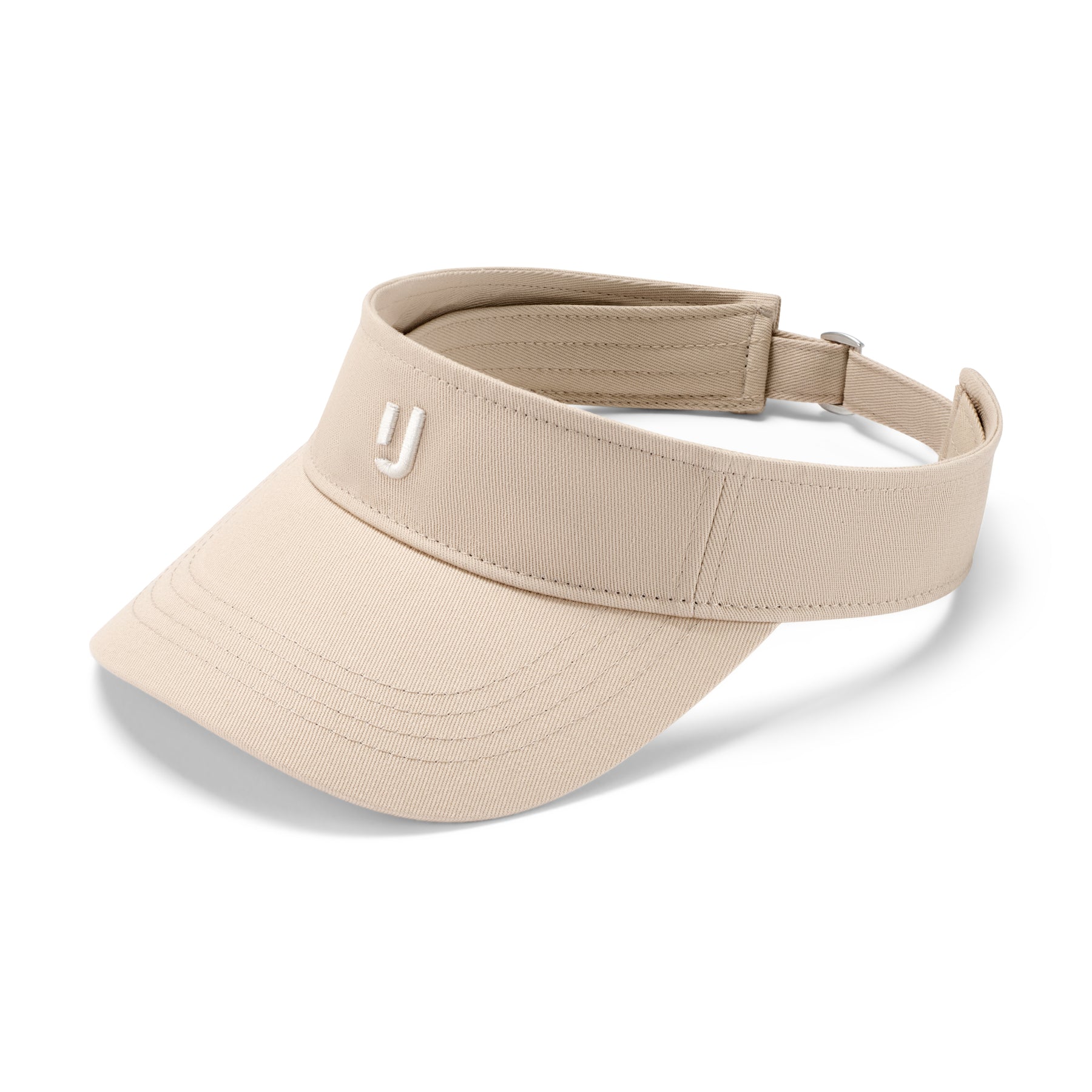 Sandfarbener Sun Visor 'Terry' mit gesticktem 'U'-Logo und verstellbarem Riemen