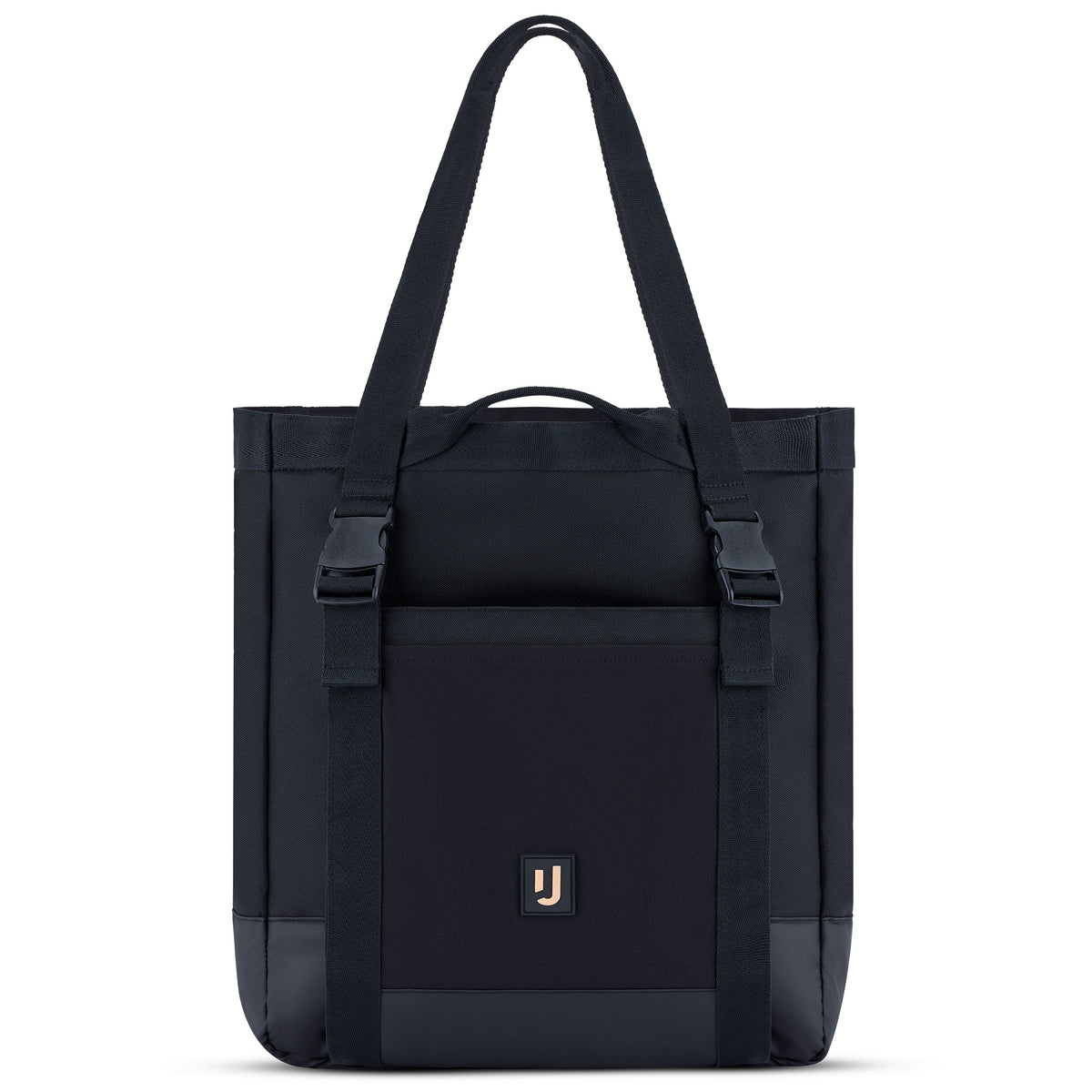 Schwarze Johnny Urban Tote Bag 'Jessy' mit langen Henkeln, Fronttasche und Schnallen