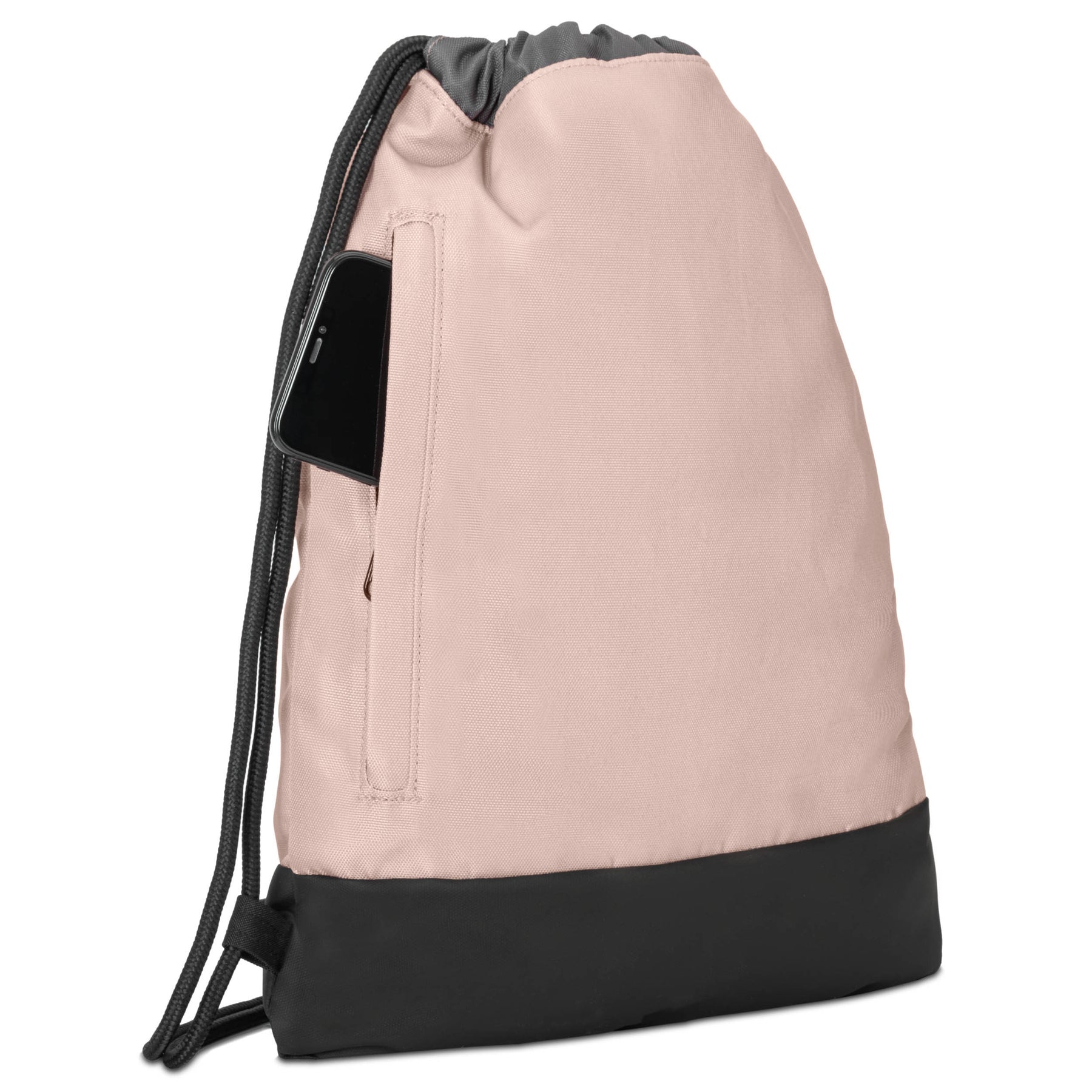 Turnbeutel 'Blake' für Damen in Rosa mit schwarzem Boden und seitlicher Tasche mit Smartphone