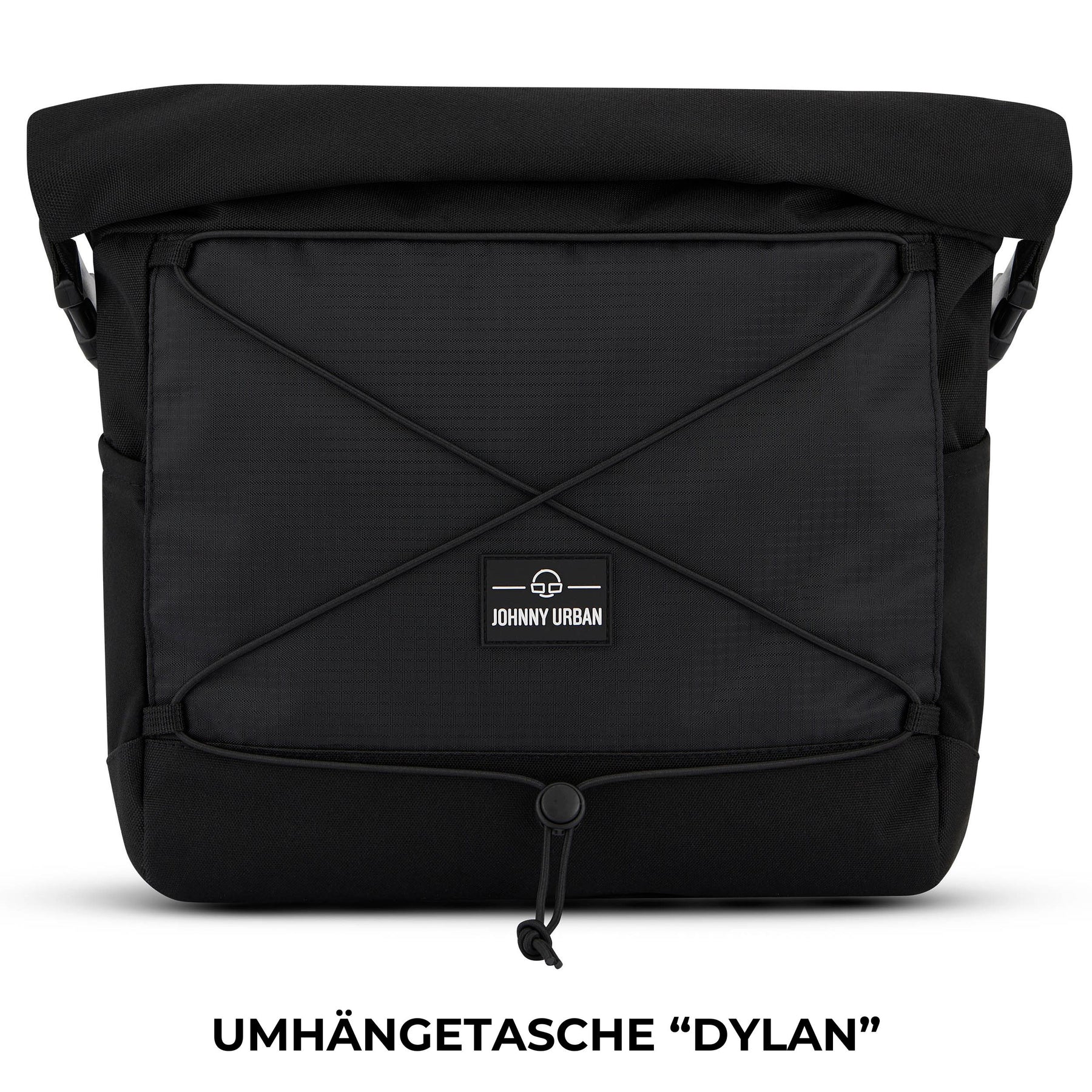 Schwarze Umhängetasche Dylan von Johnny Urban mit elastischem Kreuzband vorne