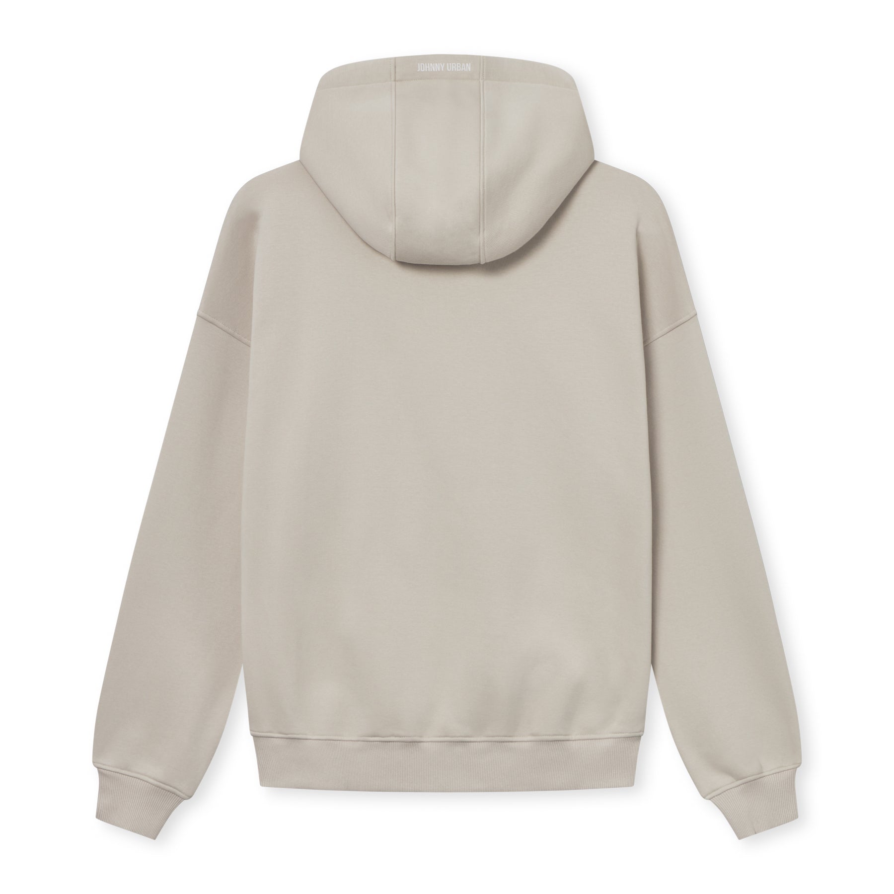 Beige oversized Zip-Hoodie 'Caleb' von Johnny Urban, Rückansicht mit Kapuze und elastischen Bündchen