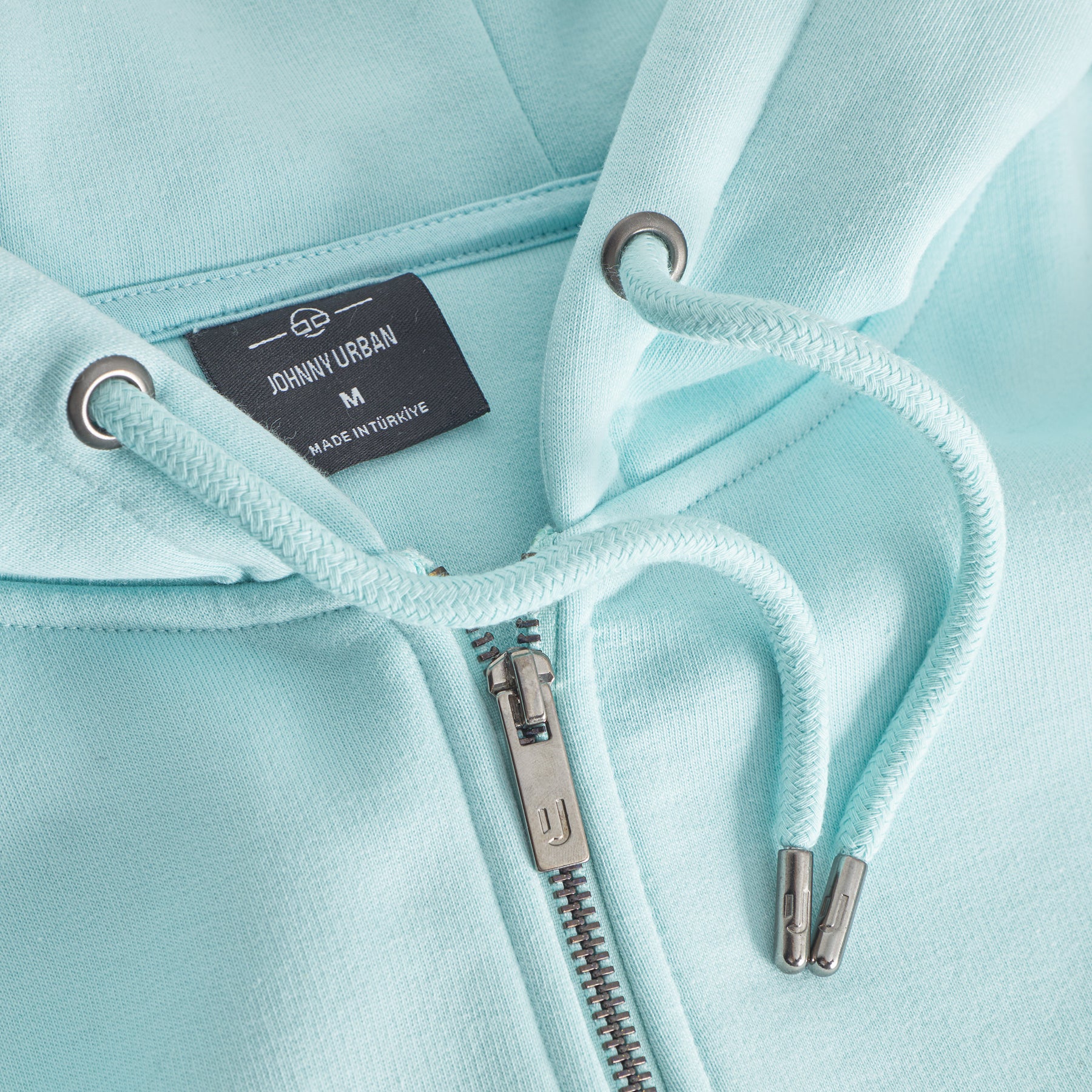 Hellblauer Oversized Zip-Hoodie 'Caleb' von Johnny Urban mit Metallzipper und Markenlabel