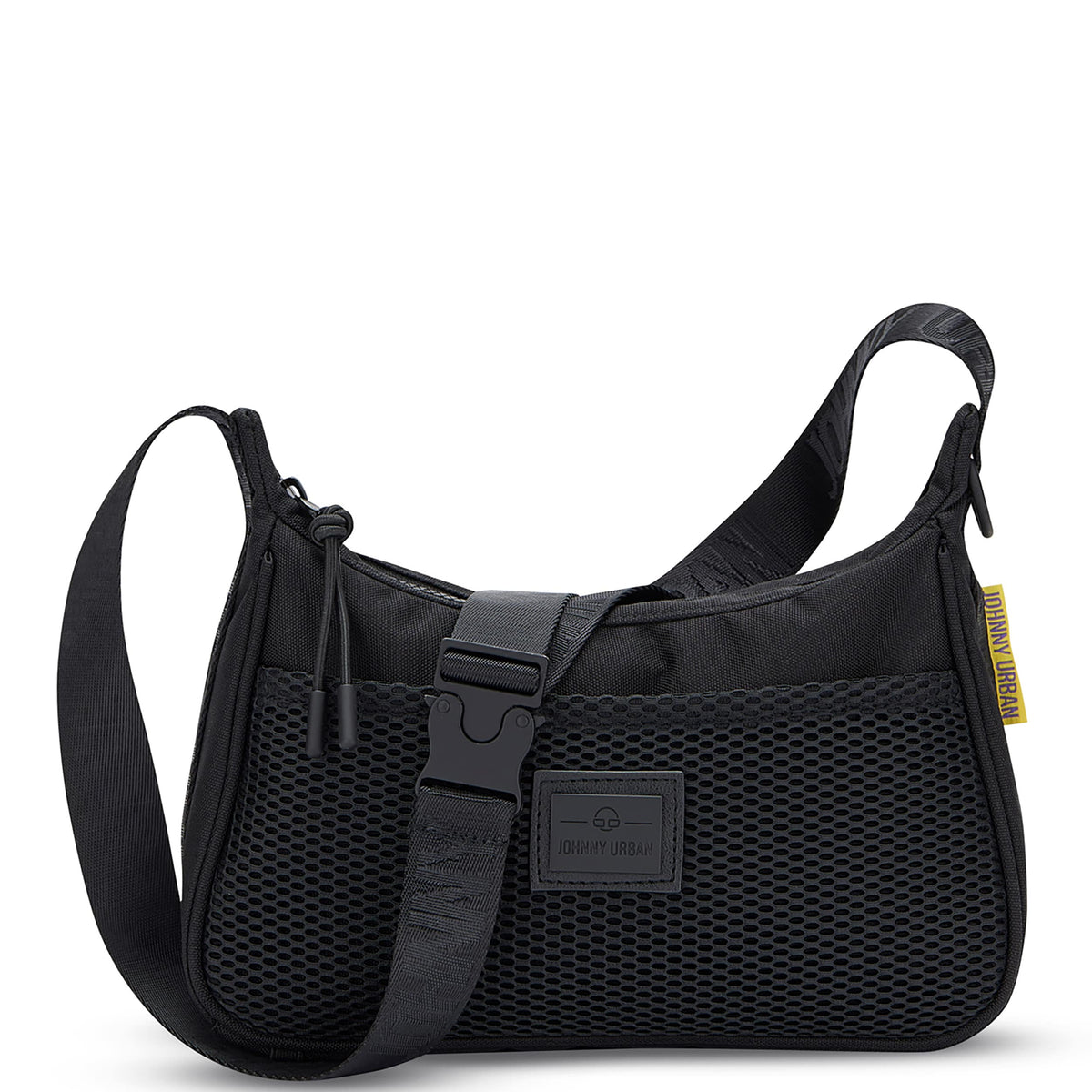 Schwarze Handtasche 'Maddy' von Johnny Urban mit Netzstoff und verstellbarem Schultergurt