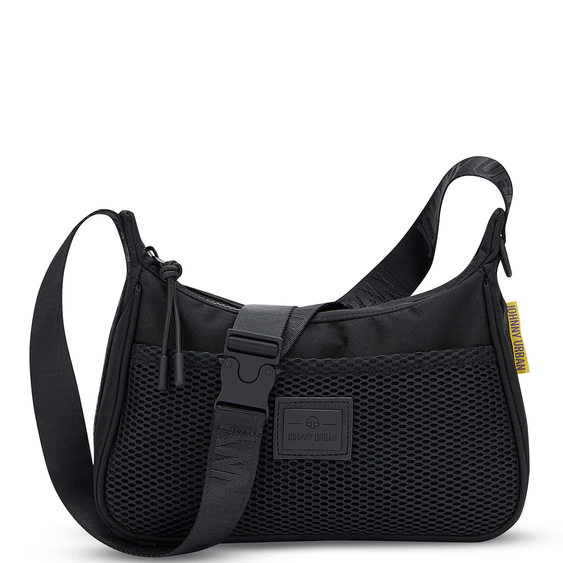 Schwarze Handtasche 'Maddy' von Johnny Urban mit Netzstoff und verstellbarem Schultergurt