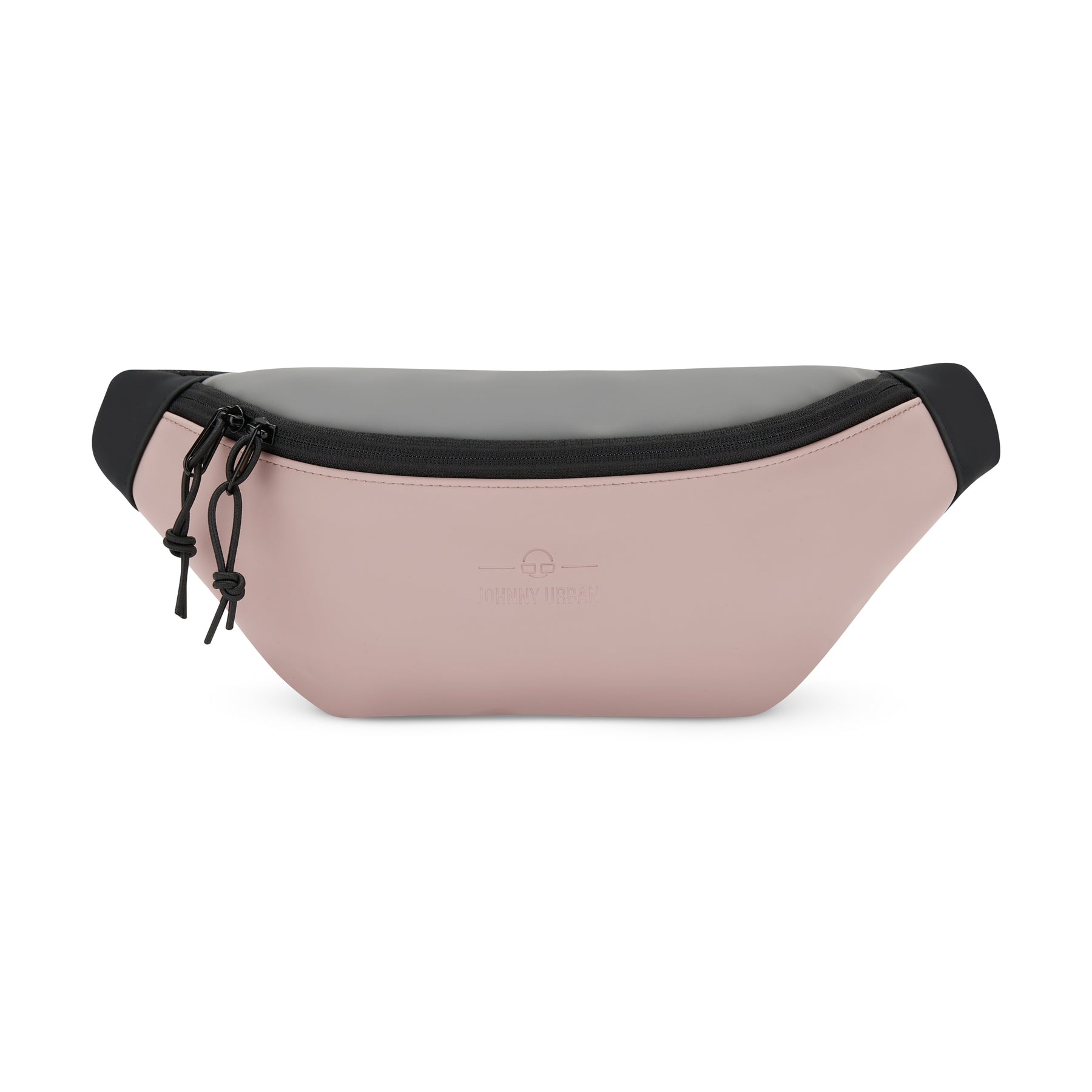 Bauchtasche 'Riley' von Johnny Urban in rosa und grau mit schwarzem Reißverschluss und Zugbändern