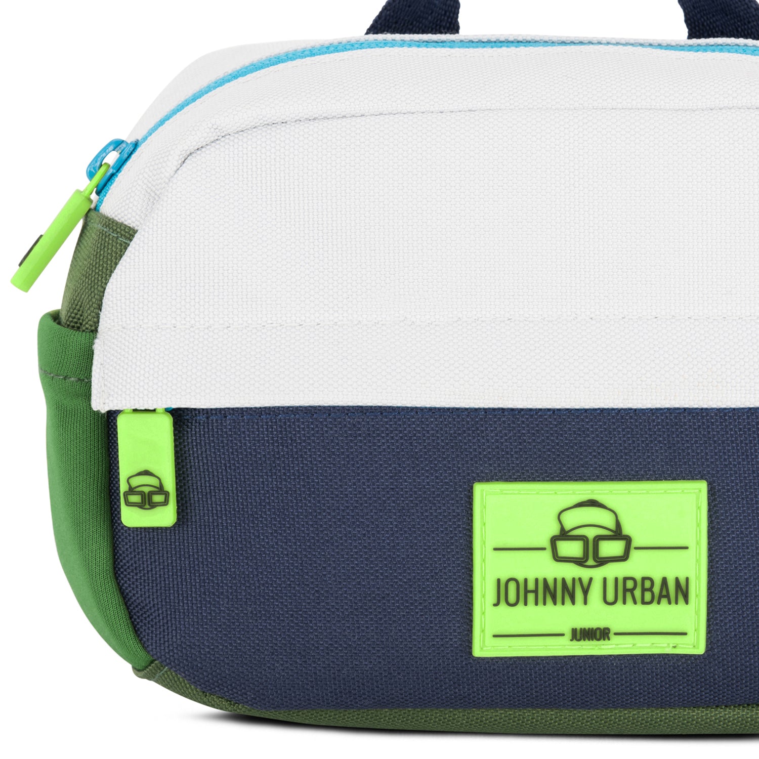 Kinder Bauchtasche 'Felix' von Johnny Urban in Weiß, Blau und Grün mit grünem Logoetikett