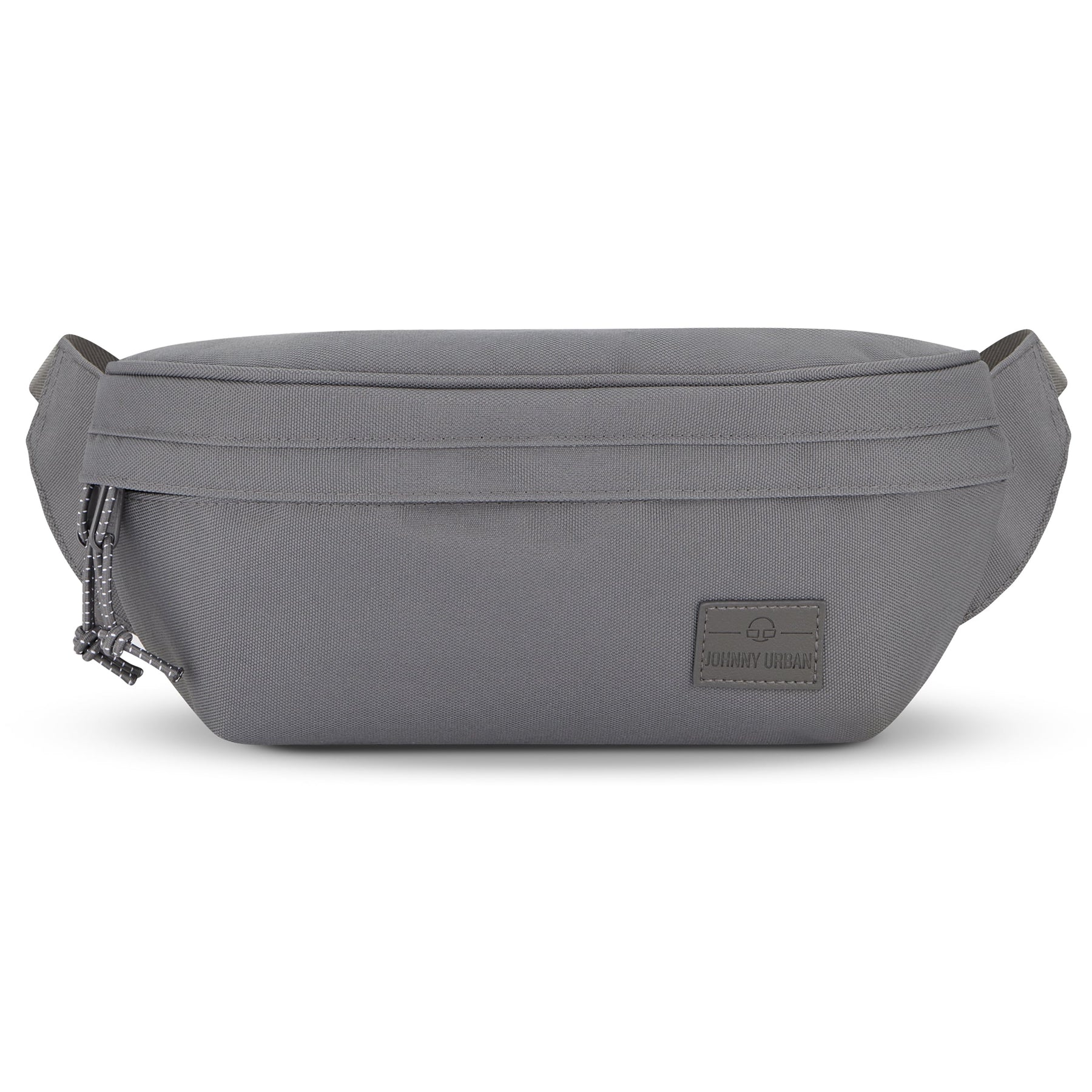 Graue Bauchtasche 'Tom' von Johnny Urban aus robustem Material mit Reißverschluss und Logo-Patch vorne