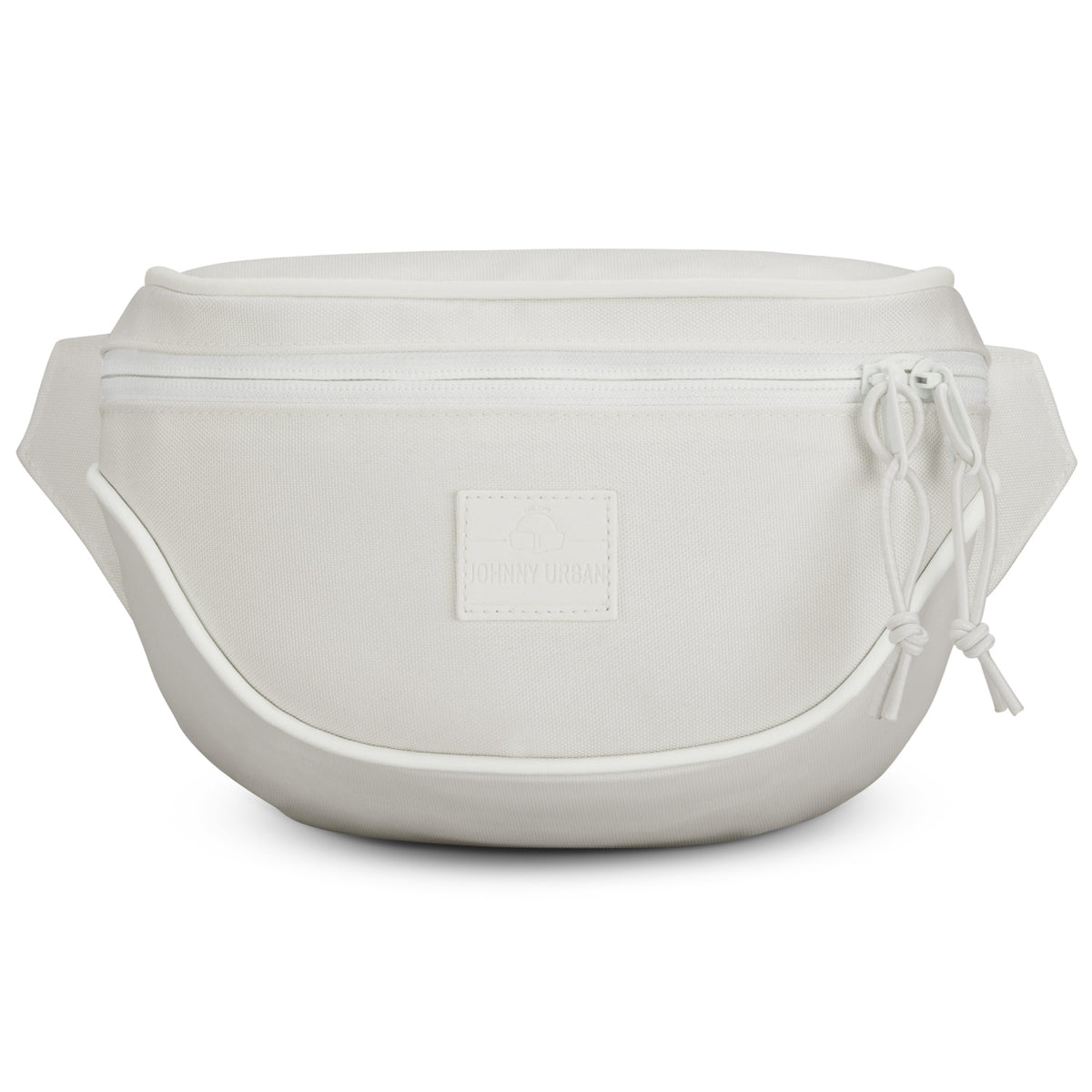 Weiße Bauchtasche 'Ben' von Johnny Urban mit zwei Reißverschlüssen und Logo-Patch