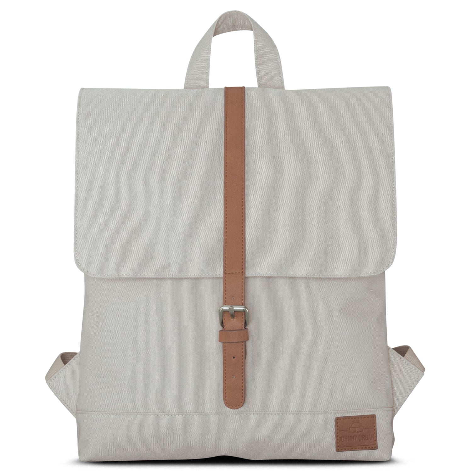 Beiger Damen-Rucksack 'Mia' mit kleinem Lederlabel und Mittelschlaufe mit Schnalle