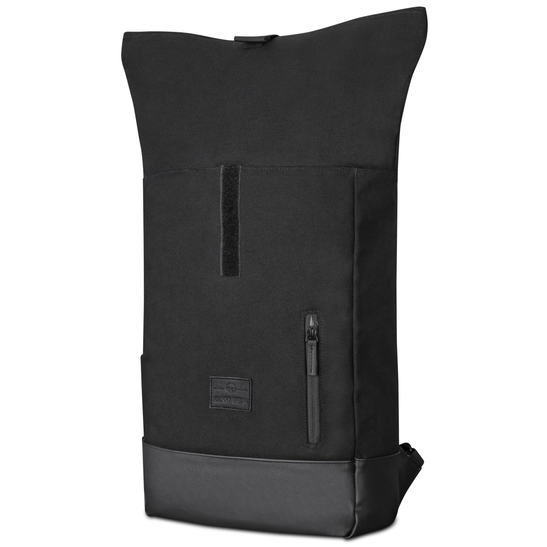 Schwarzer Rolltop Rucksack Adam Medium von Johnny Urban mit Reißverschlusstasche und Lederboden