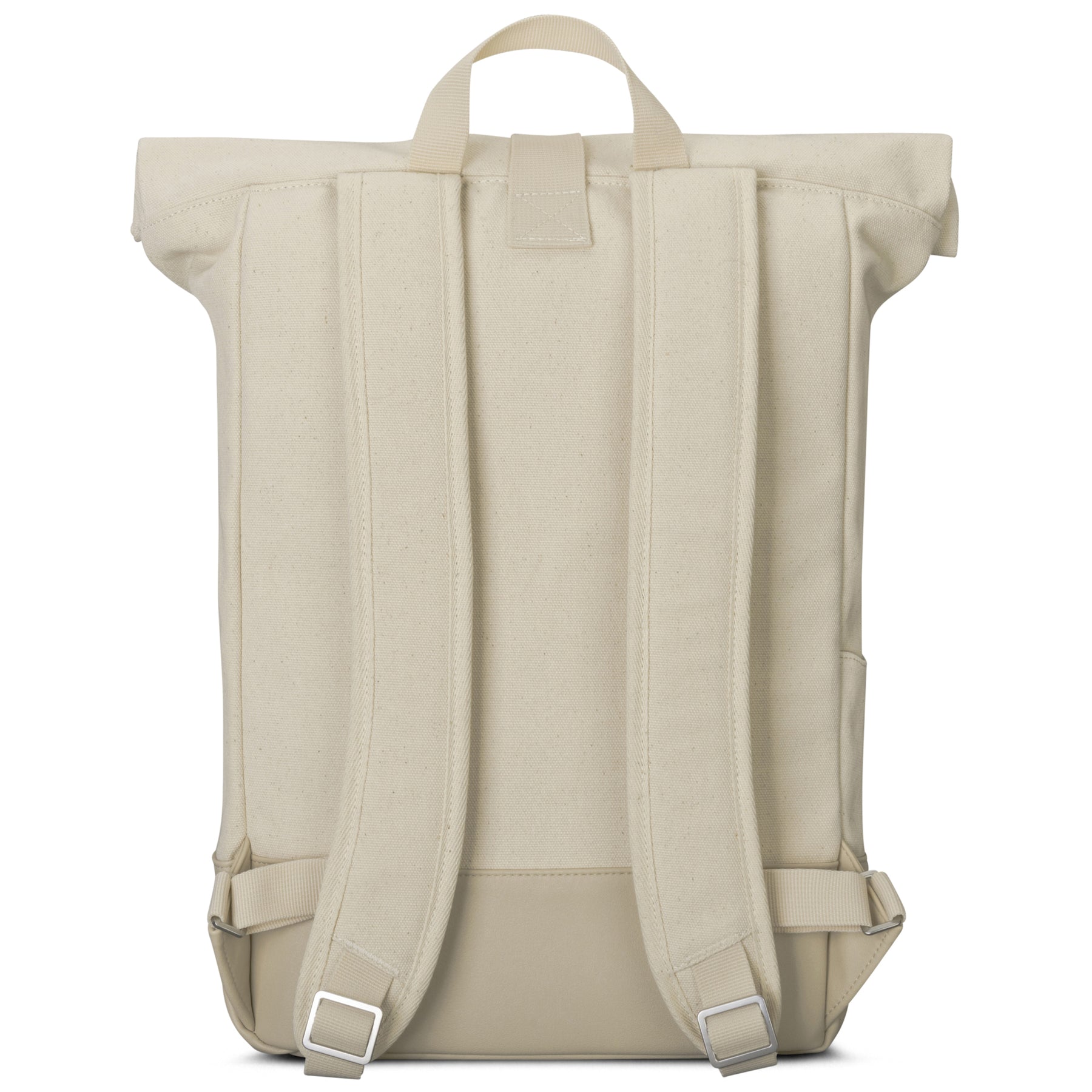 Rolltop Rucksack 'Adam Medium' in cremefarbenem Canvas mit gepolsterten Schulterriemen und Trageschlaufe