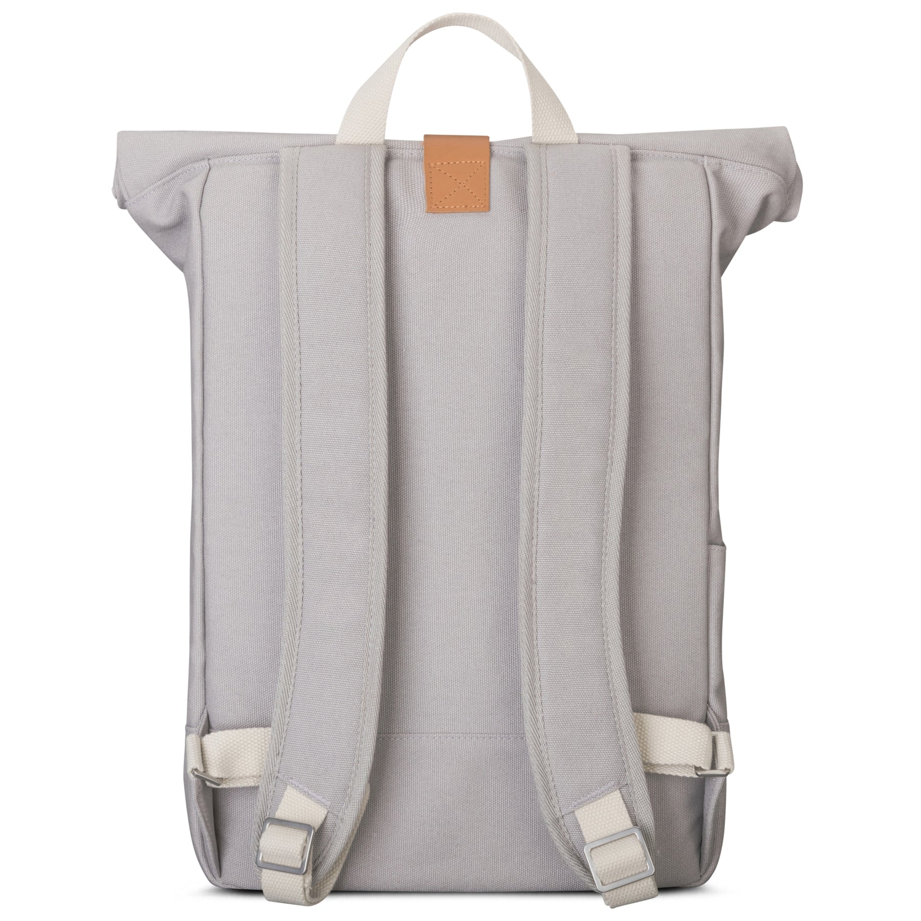 Grauer Rolltop-Rucksack 'Adam Medium' von Johnny Urban mit gepolsterten Rücken- und Schultergurten, Trageschlaufe aus Canvas