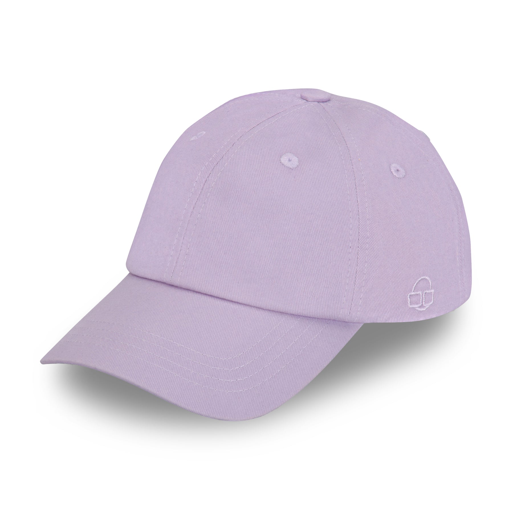 Lila Cap 'Jen' mit gebogenem Schirm und gesticktem Logo auf der Seite