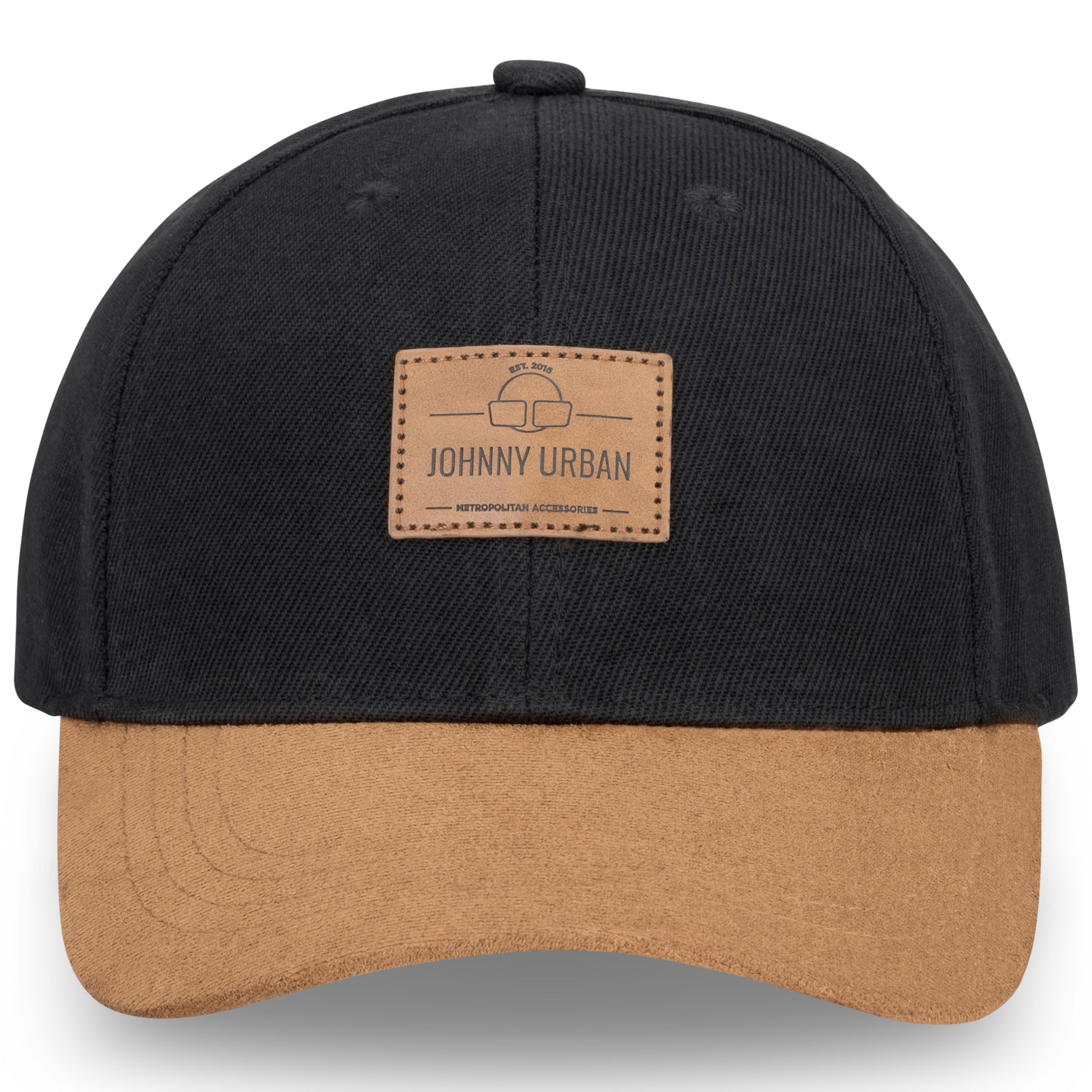Schwarze Johnny Urban Cap "Dean" mit braunem, geschwungenem Schirm aus Wildlederimitat
