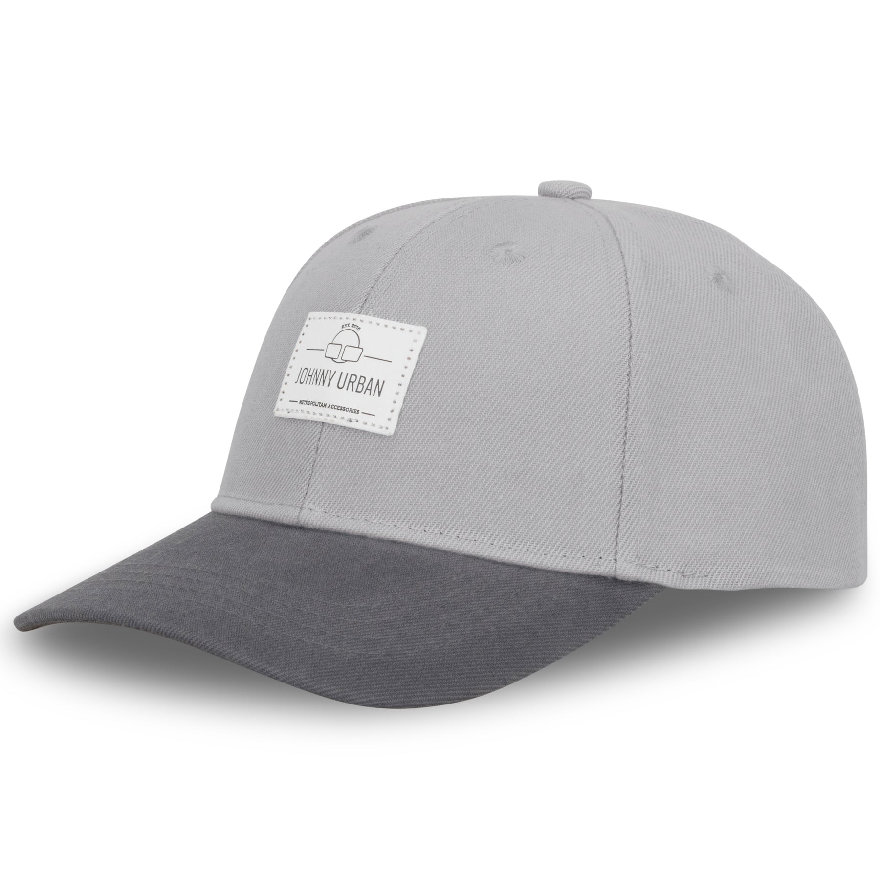 Graue Cap 'Dean' mit gebogenem Schirm und weißem Johnny Urban Logo-Patch