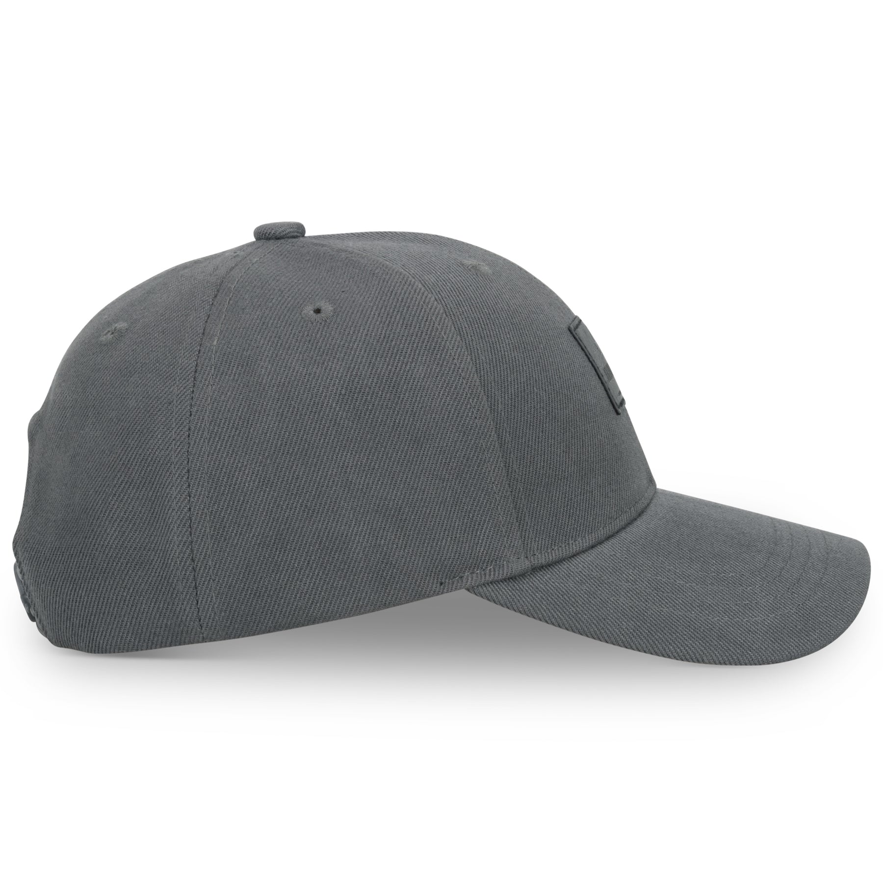 Dunkelgraue gewölbte Cap 'Dean' aus Textil mit angenähtem Patch vorne