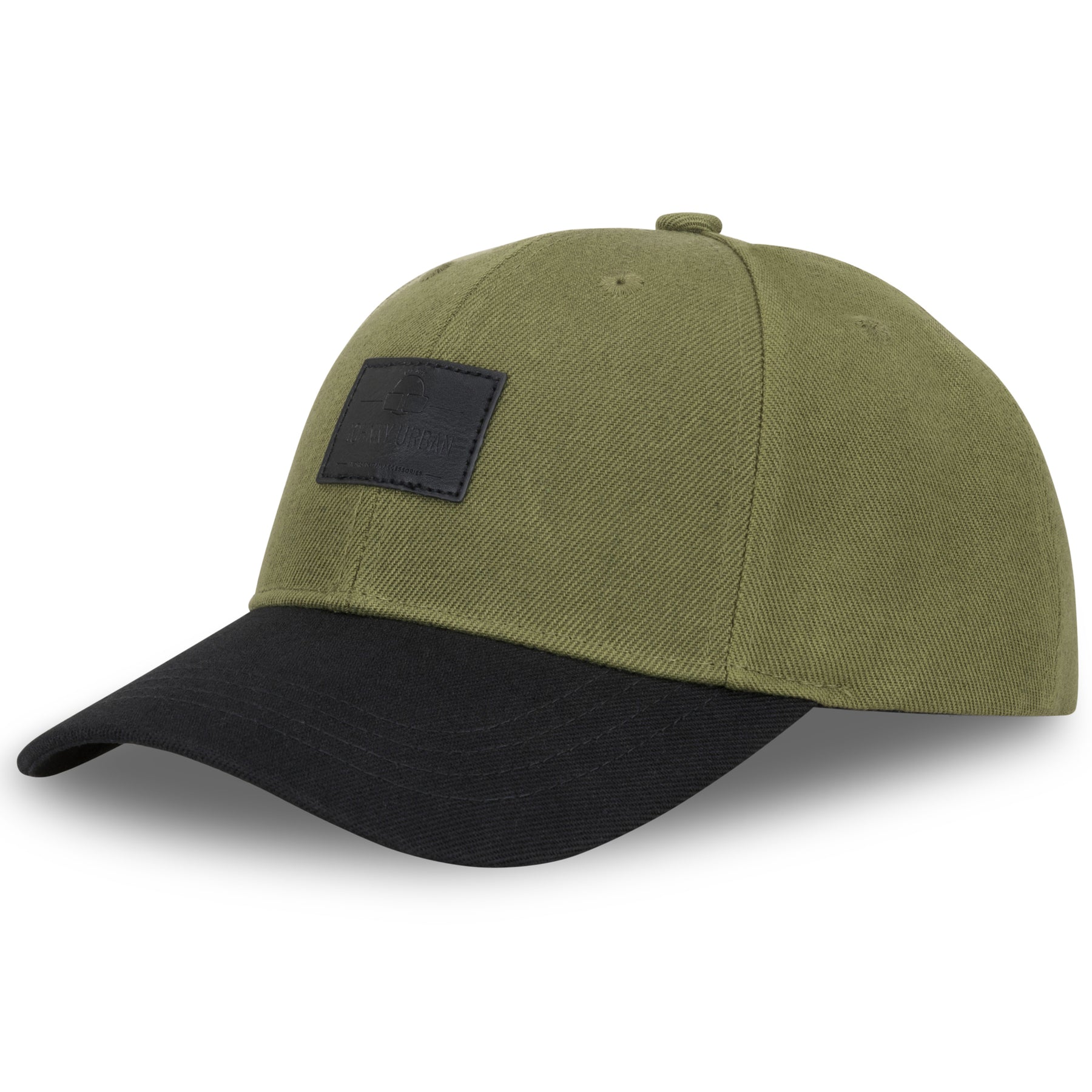 Johnny Urban Cap 'Dean' in grüner Stoffkappe mit schwarzem, gebogenem Schirm und schwarzem Logo-Patch