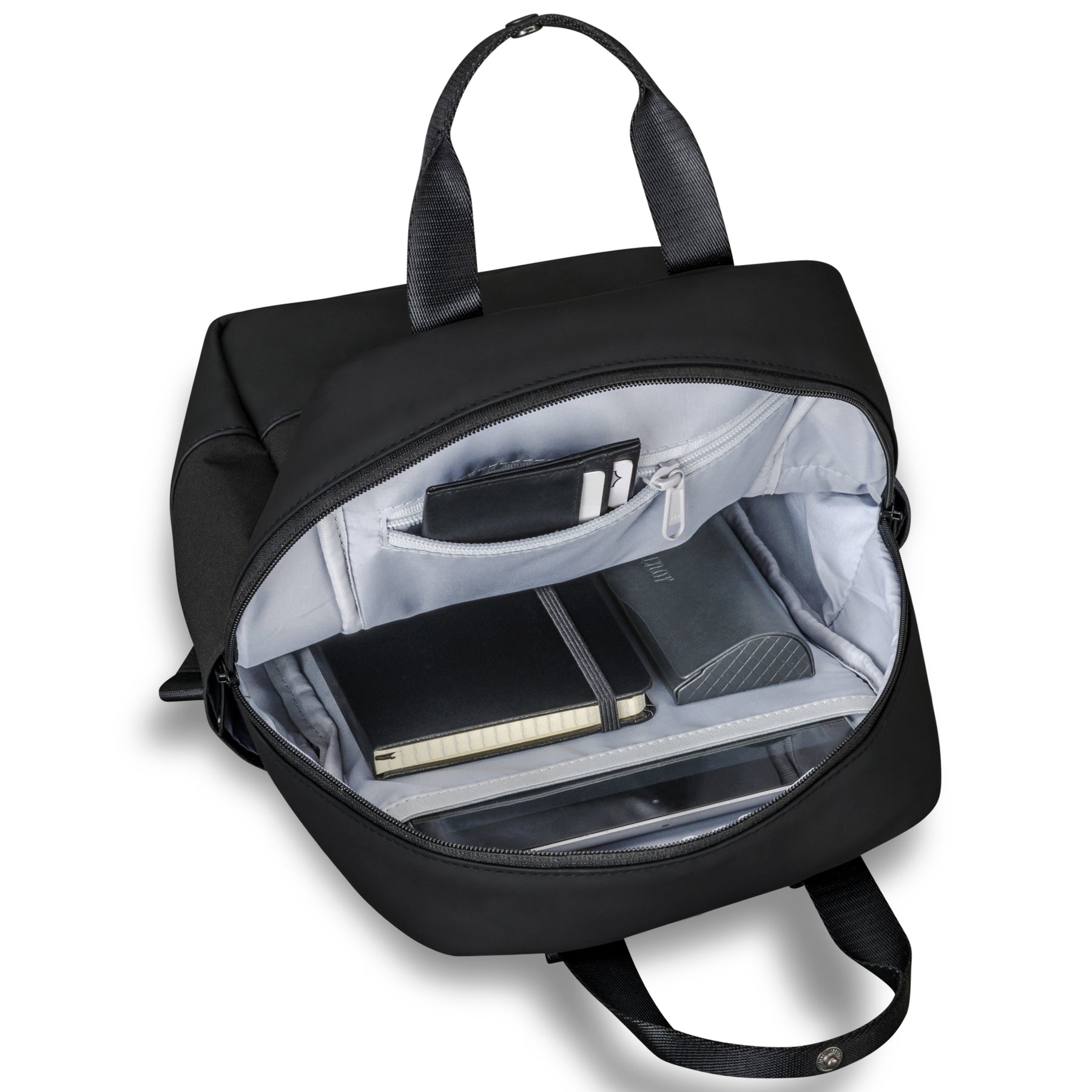Schwarzer Damenrucksack 'Jona Small' mit offenem Hauptfach, Innentaschen und Notebookfach