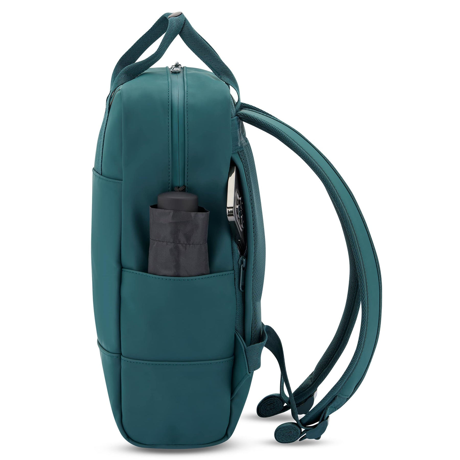 Damenrucksack Hailey von Johnny Urban in petrolgrün mit seitlicher Tasche und Tragegriffen