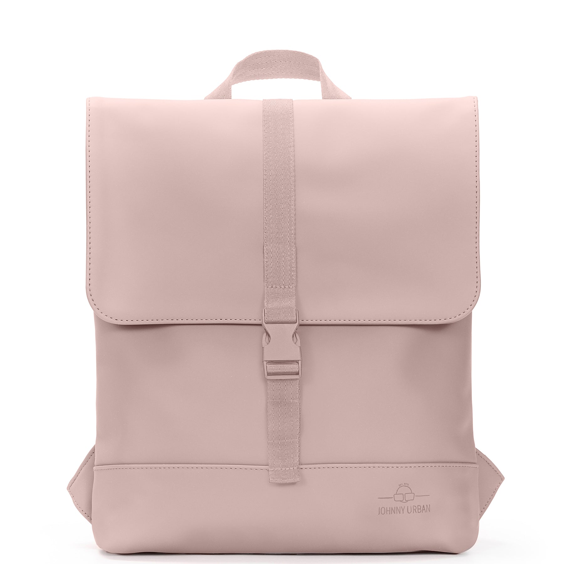 Rosafarbener Damenrucksack 'Ruby' mit Klappe und Steckverschluss von Johnny Urban