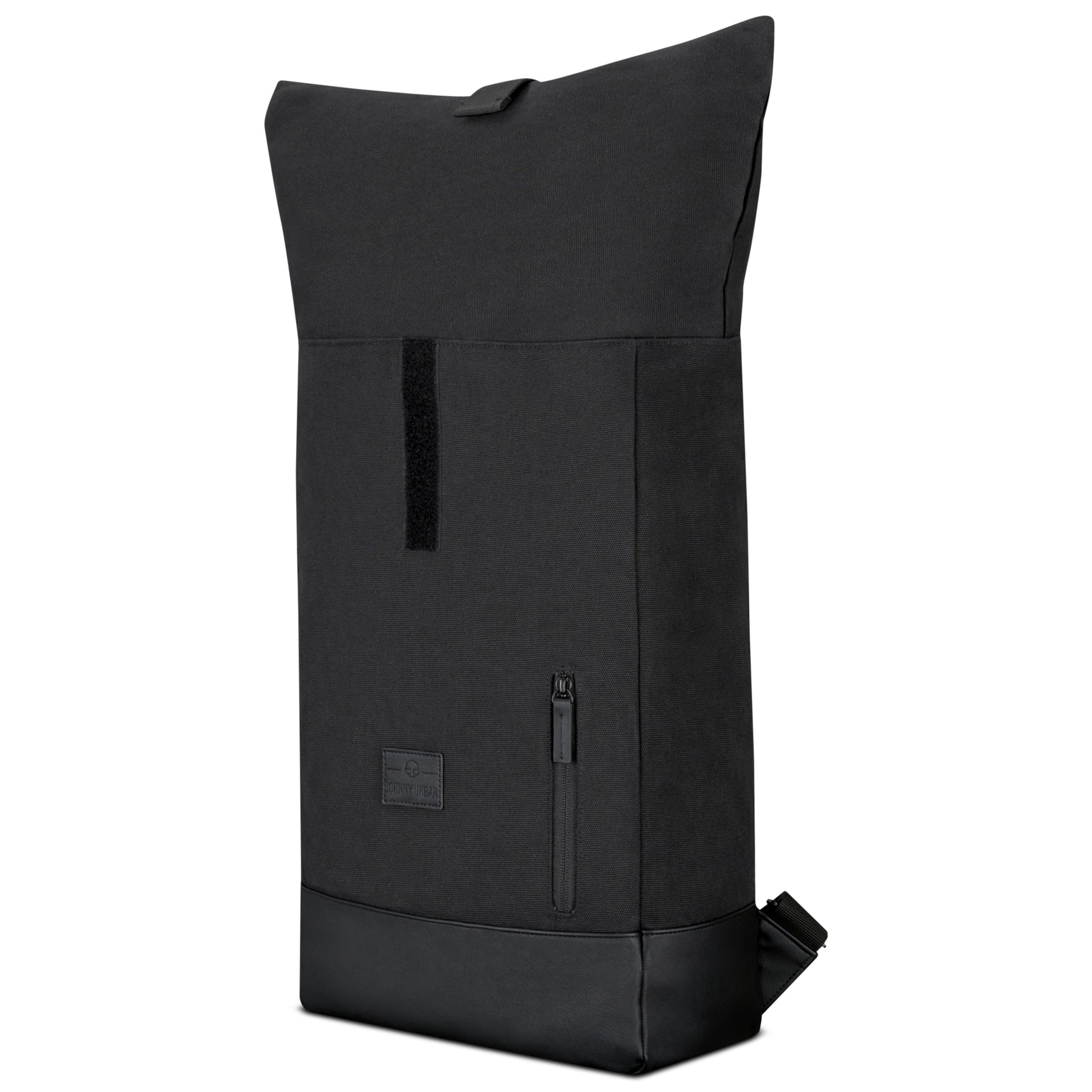 Schwarzer Rolltop Rucksack 'Adam Large' von Johnny Urban aus Canvas mit Lederboden