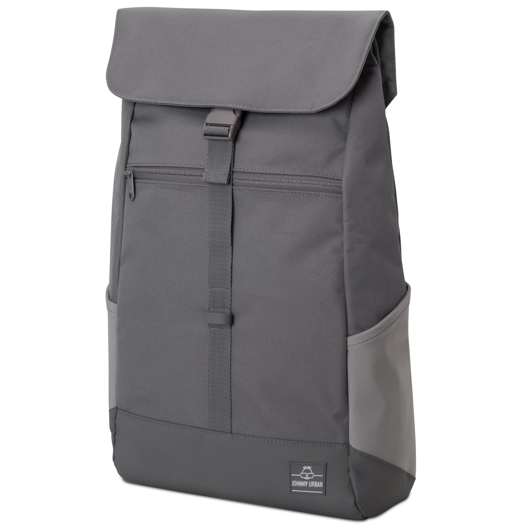 Dunkelgrauer Johnny Urban Rucksack 'Mika' mit Klappe, Frontreißverschluss und seitlichen Taschen