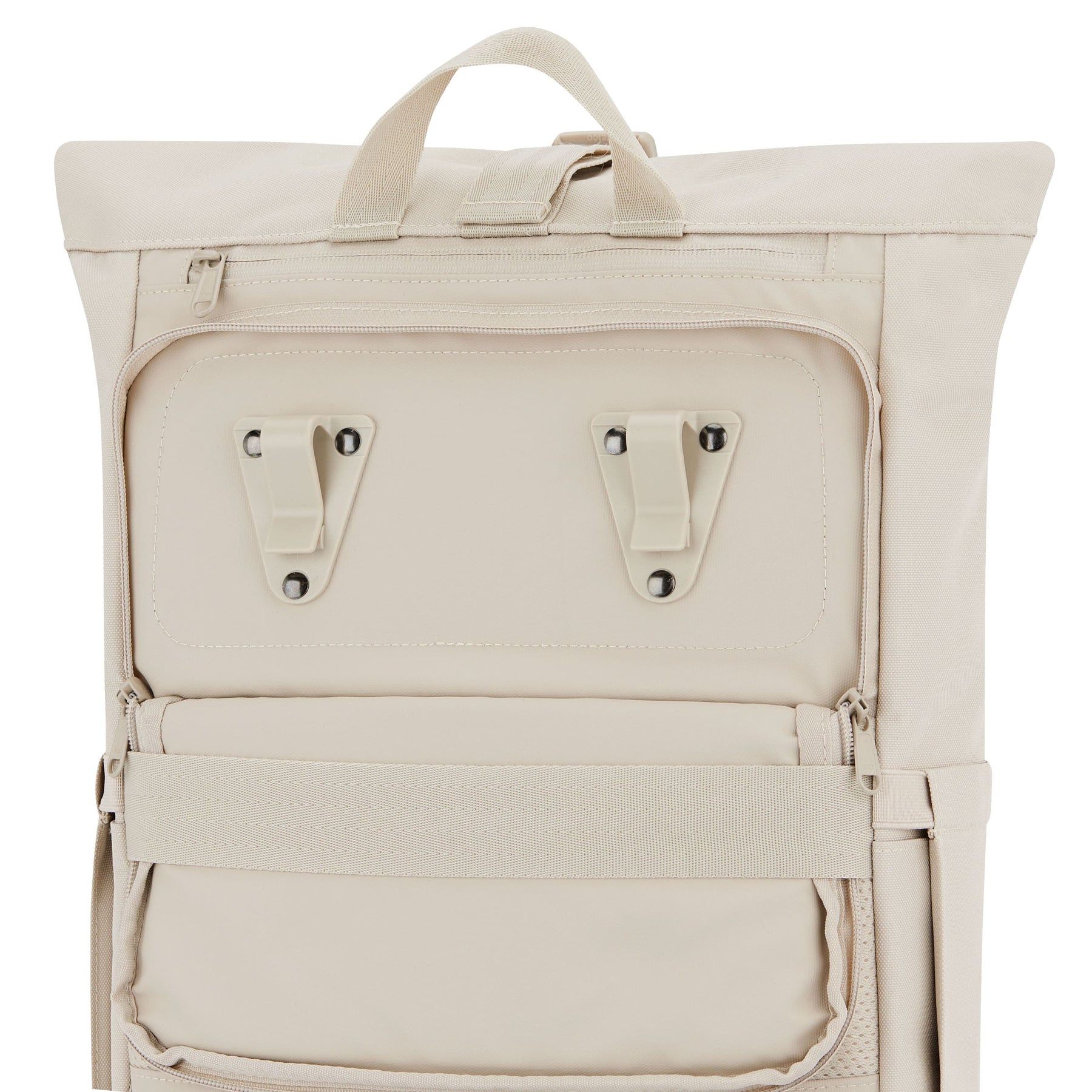 Beiger Rolltop Rucksack 'Robin Medium' mit Fahrradträger-Halterungen und Tragegriff