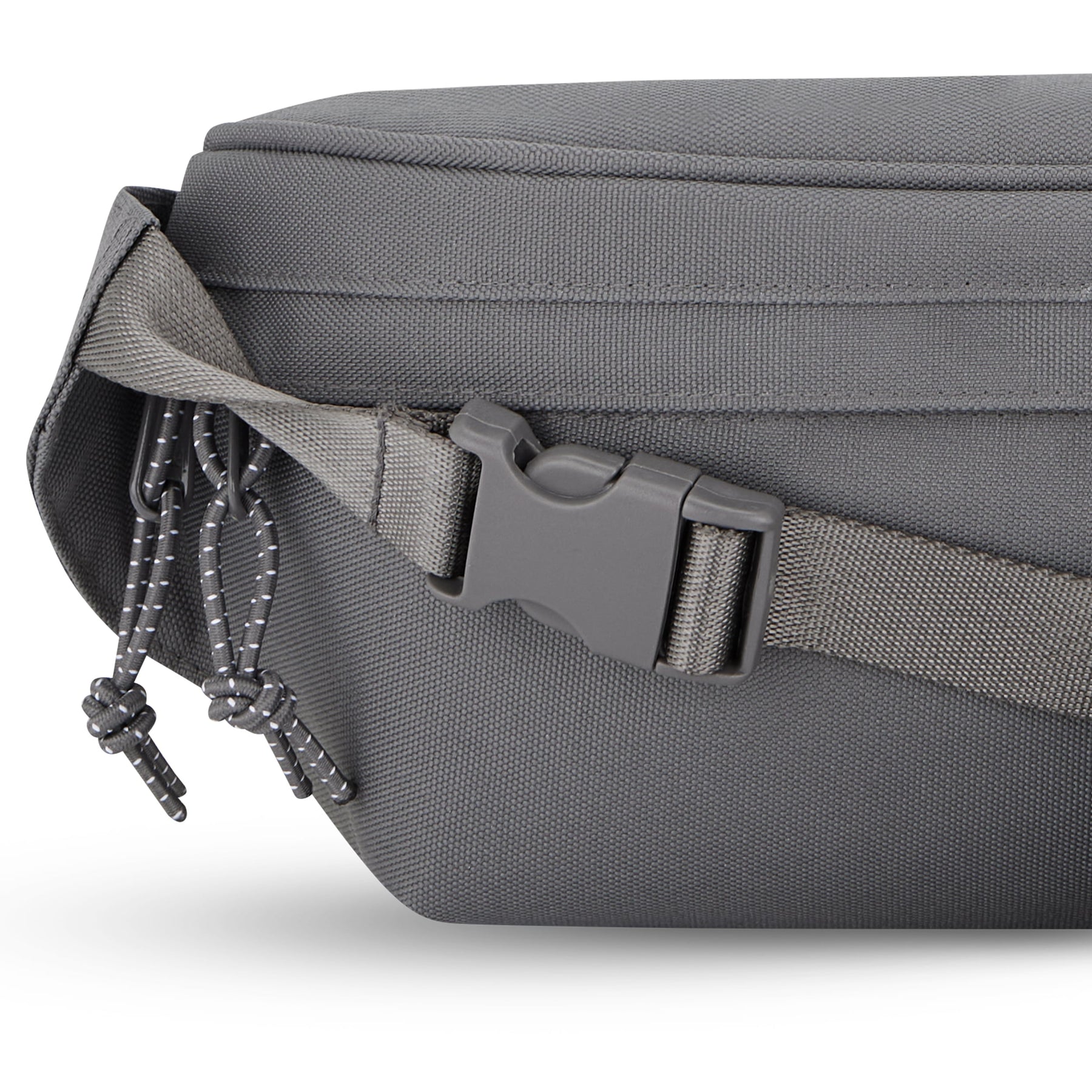 Grau gewebte Bauchtasche 'Tom' mit grauem verstellbarem Gurt und schwarzen Zipper-Anhängern
