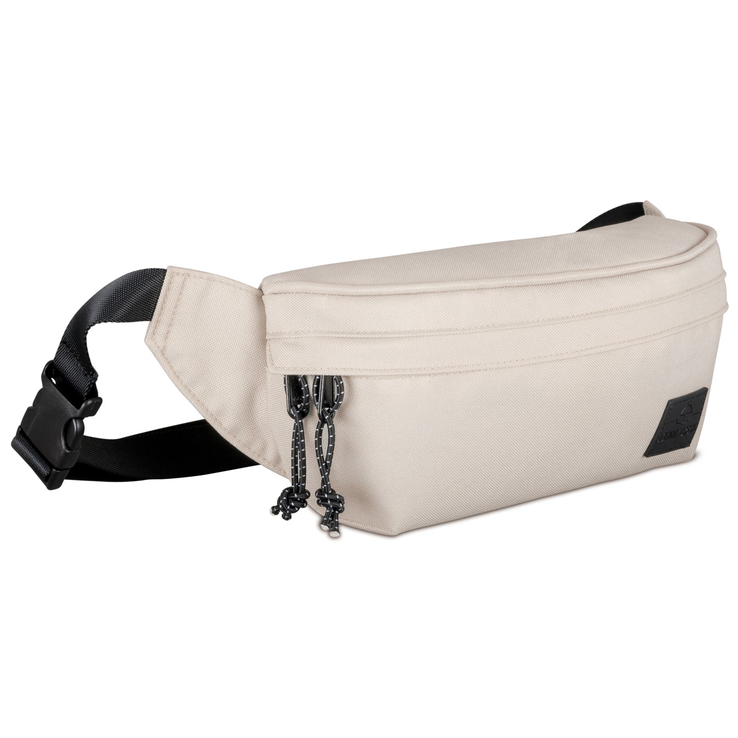 Beige Bauchtasche 'Tom' für Herren mit schwarzem verstellbarem Gurt und zwei Reißverschlüssen