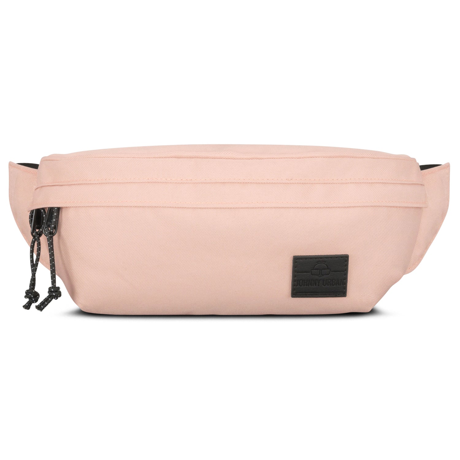 Rosa Bauchtasche 'Tom' von Johnny Urban mit schwarzem Logo und zwei Reißverschlüssen