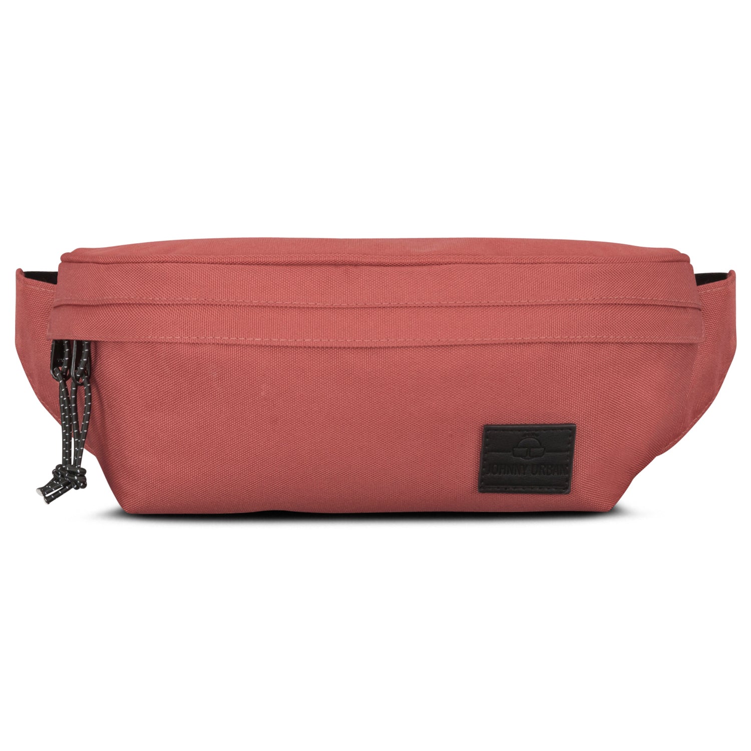 Rote Bauchtasche 'Tom' von Johnny Urban mit schwarzem Logo, rechteckig und aus robustem Stoff