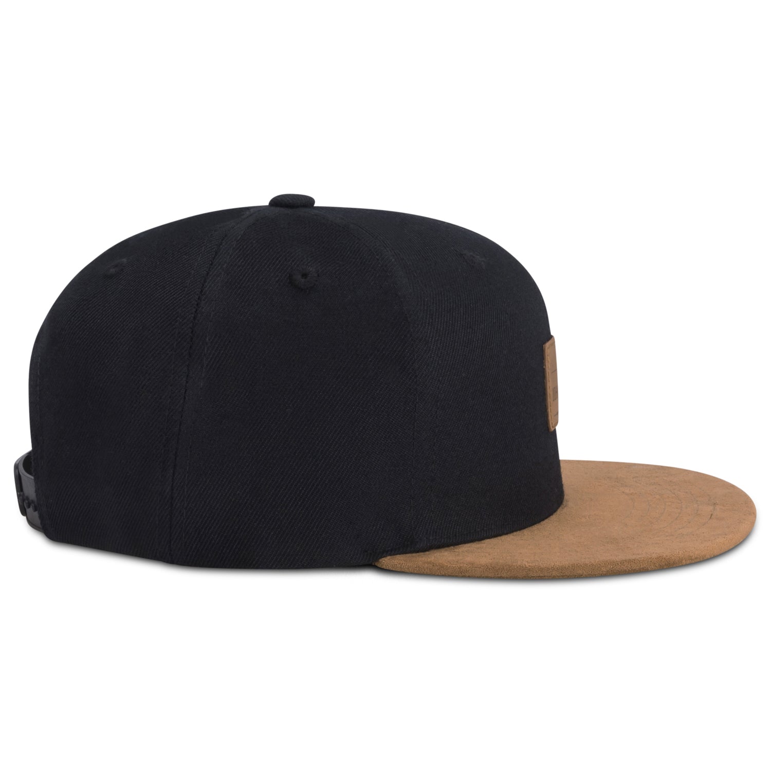 Schwarze Cap 'Dean' mit flachem, braunem Schirm und verstellbarem Verschluss