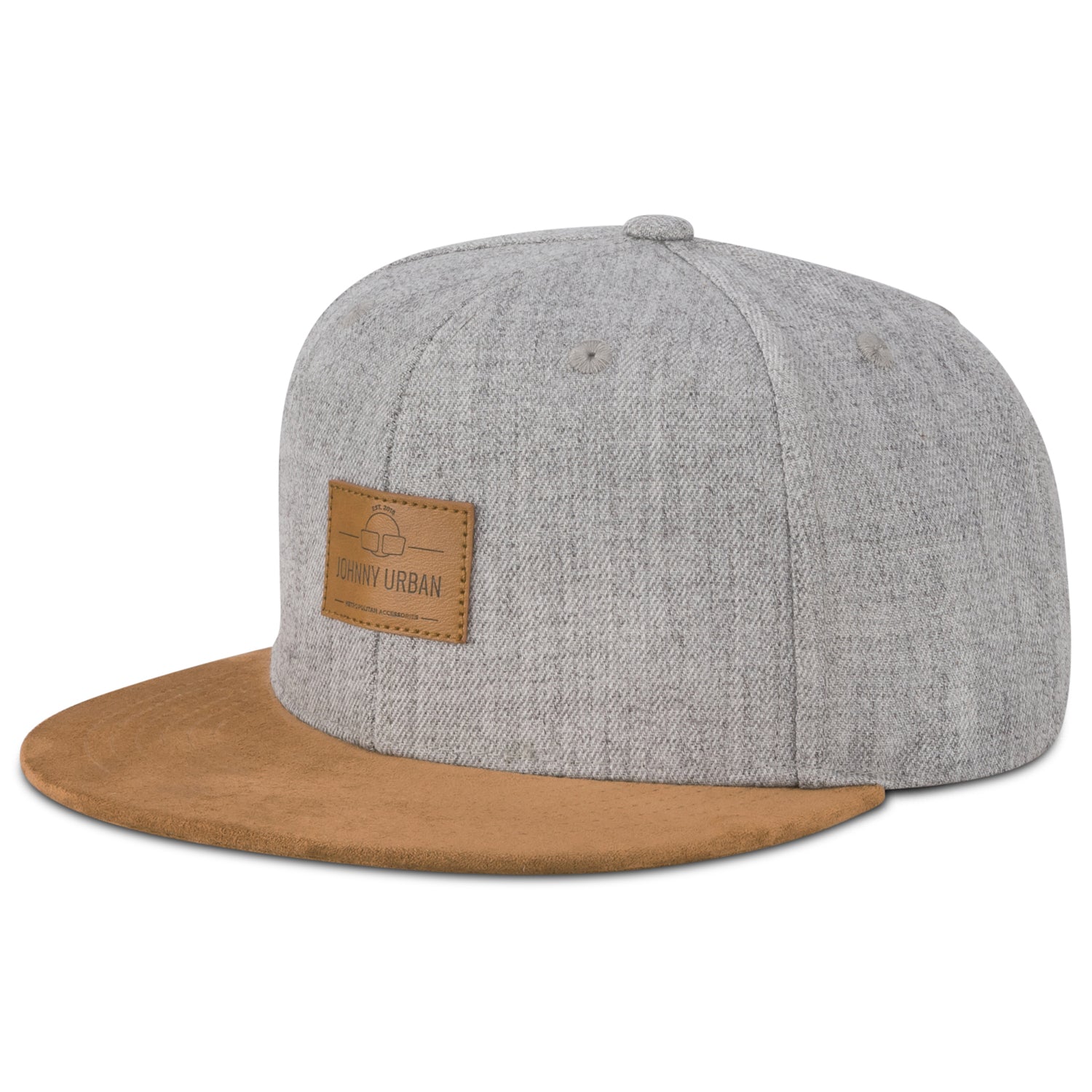 Johnny Urban Cap 'Dean' mit grauem Stoff und braunem Schirm aus Wildlederoptik