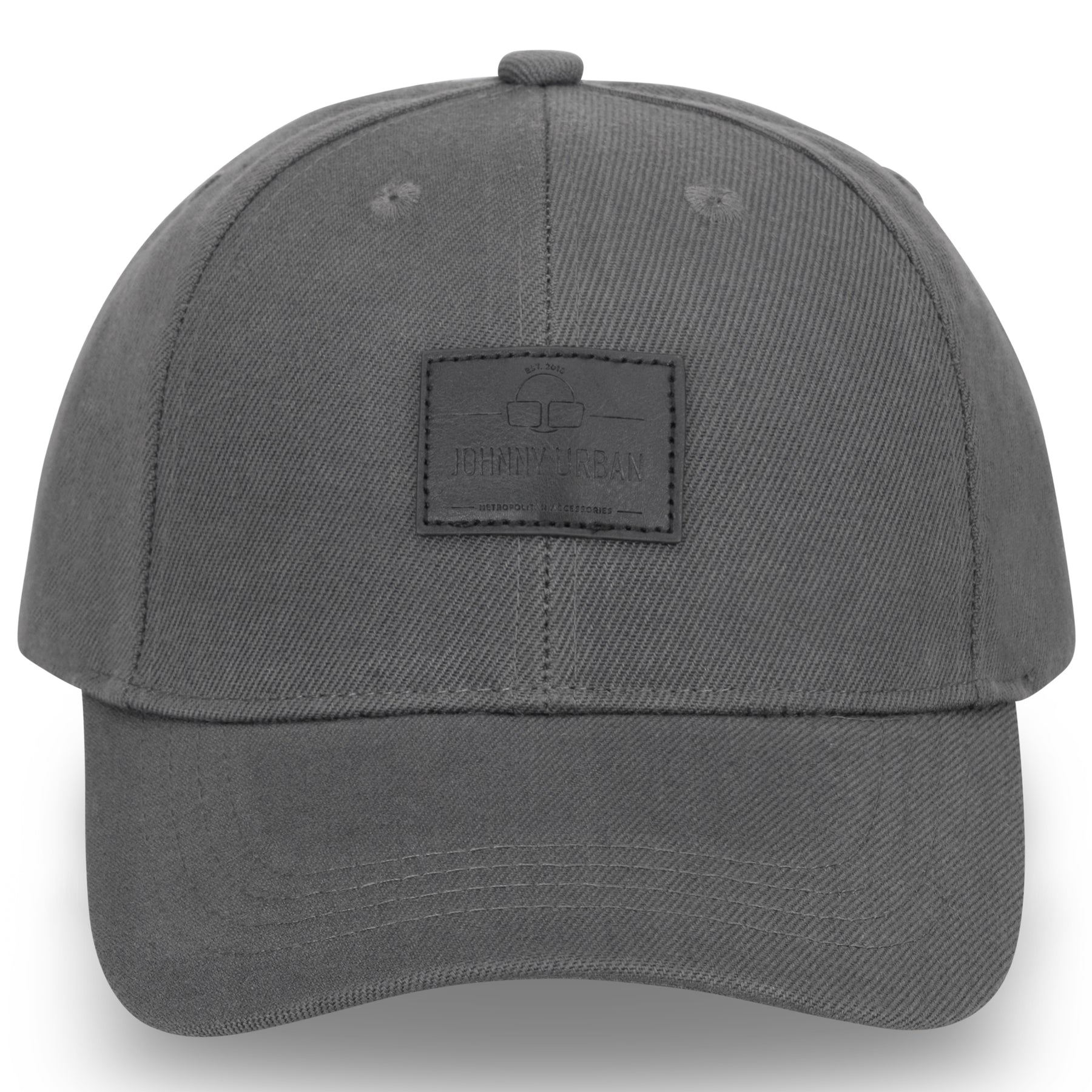 Dunkelgraue Johnny Urban Cap 'Dean' mit gebogenem Schirm und Lederpatch oben