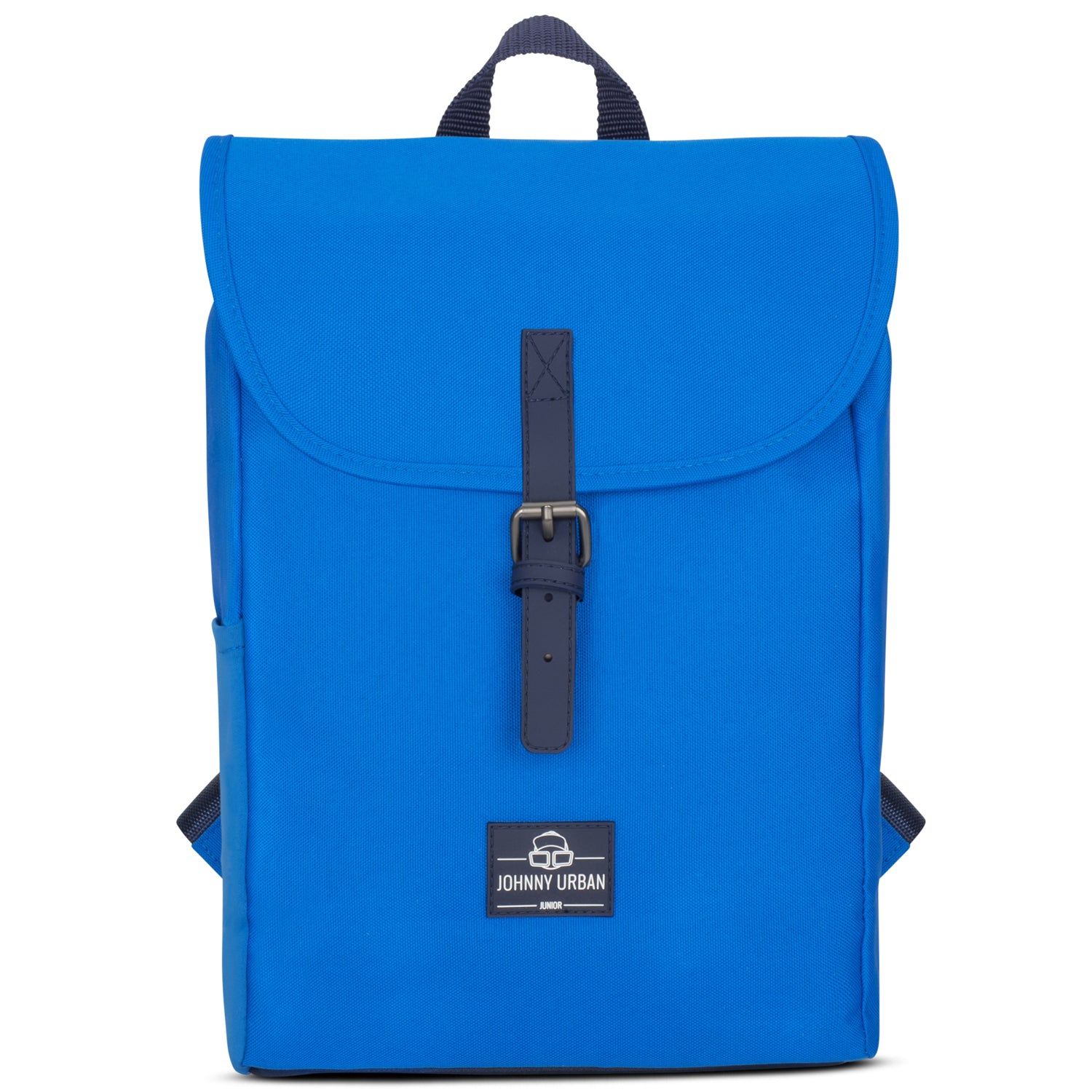 Blauer Kinderrucksack 'Liam' von Johnny Urban mit klappbarem Deckel und schwarzem Verschlussriemen