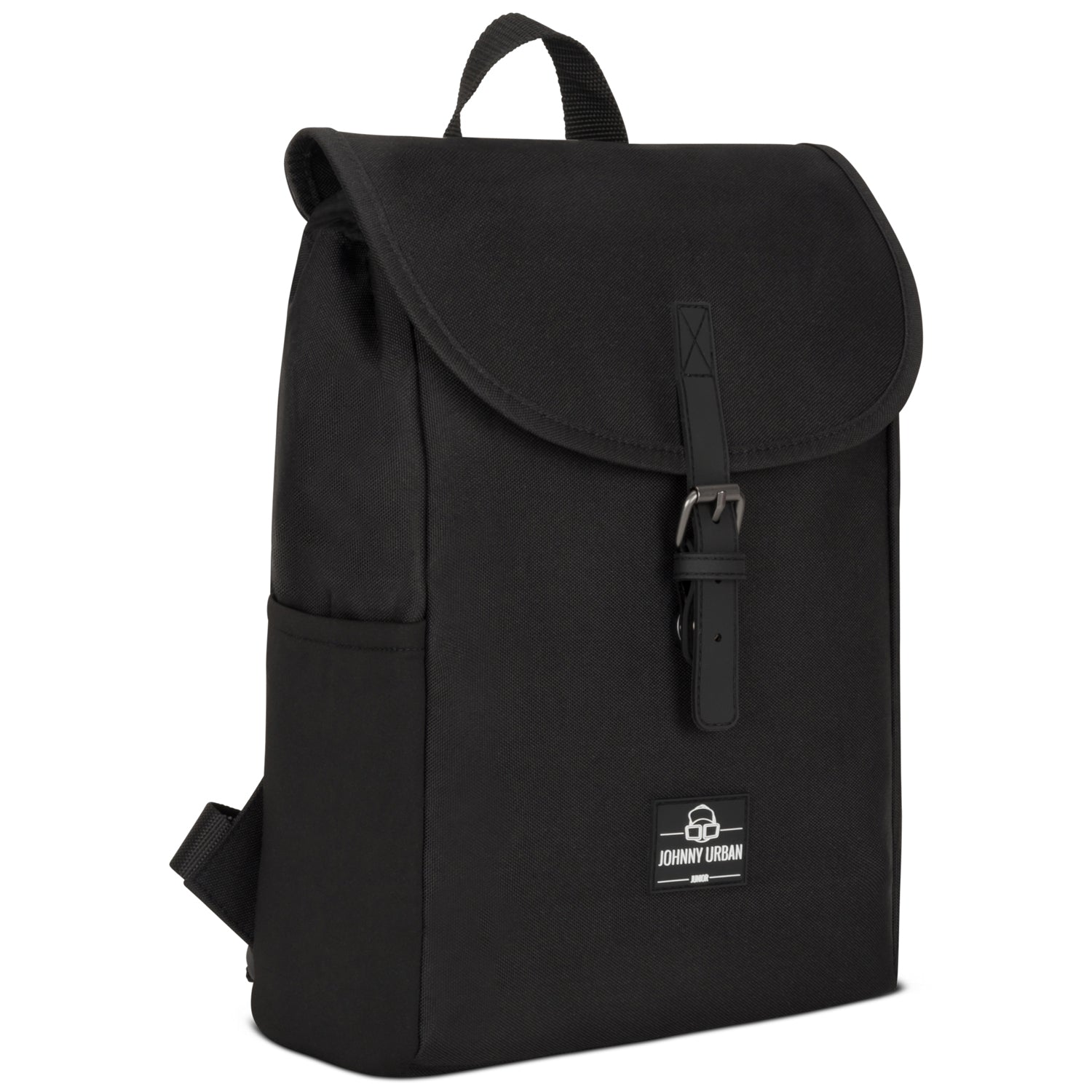 Schwarzer Kinderrucksack 'Liam' von Johnny Urban mit Klappe und Schnallenverschluss