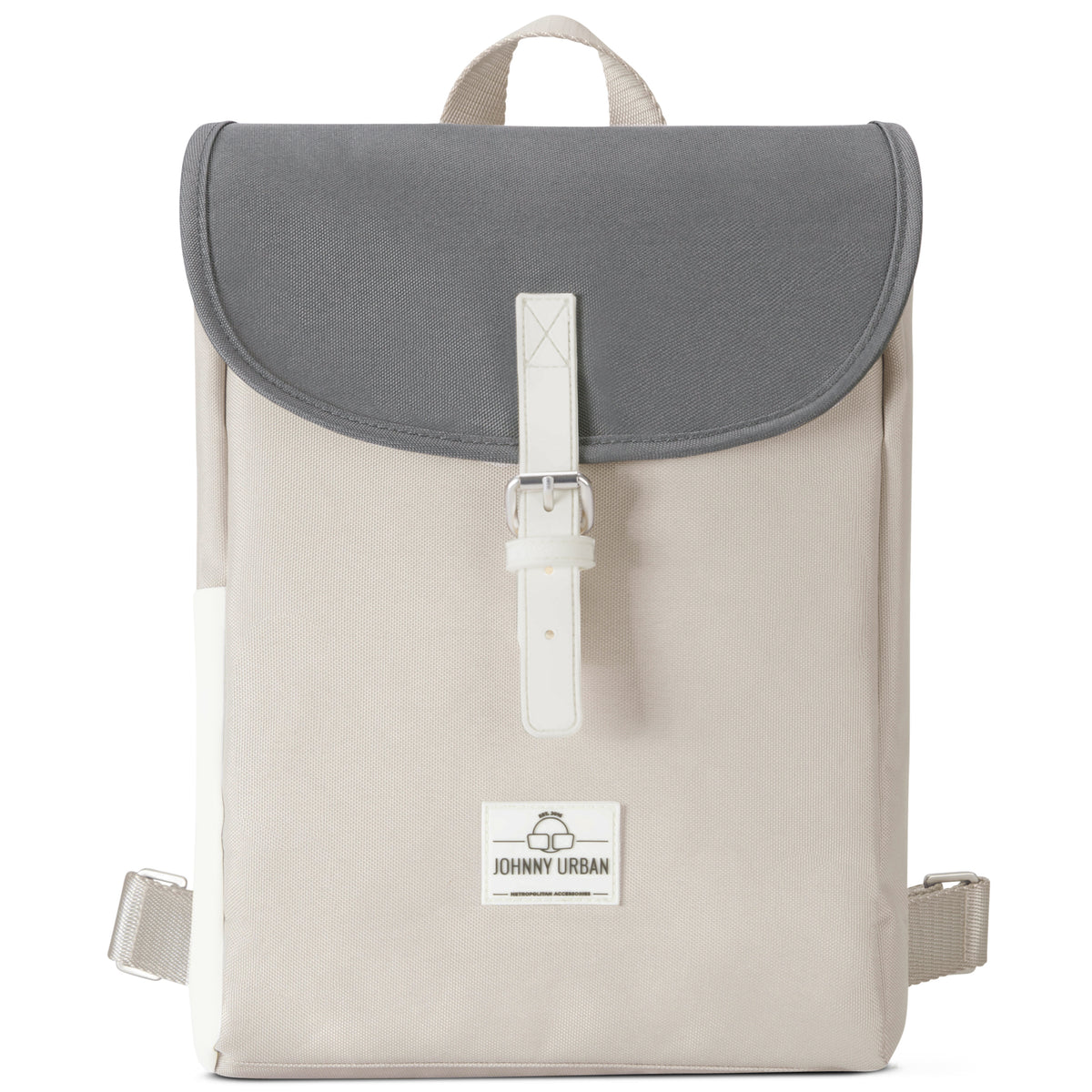 Damen-Rucksack 'Romy' von Johnny Urban in Beige mit grauem Deckel und weißem Riemenverschluss