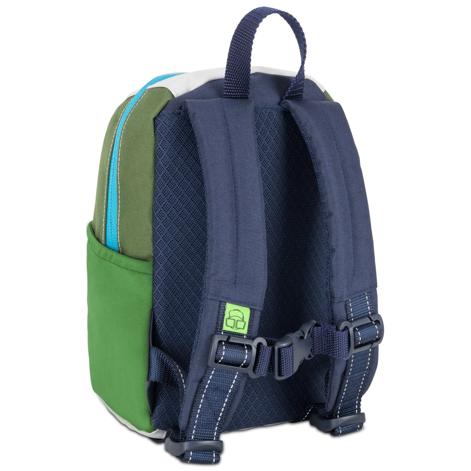 Kinderrucksack 'Leo' mit gepolsterten, verstellbaren Trägern in Blau und grünem Seitenfach