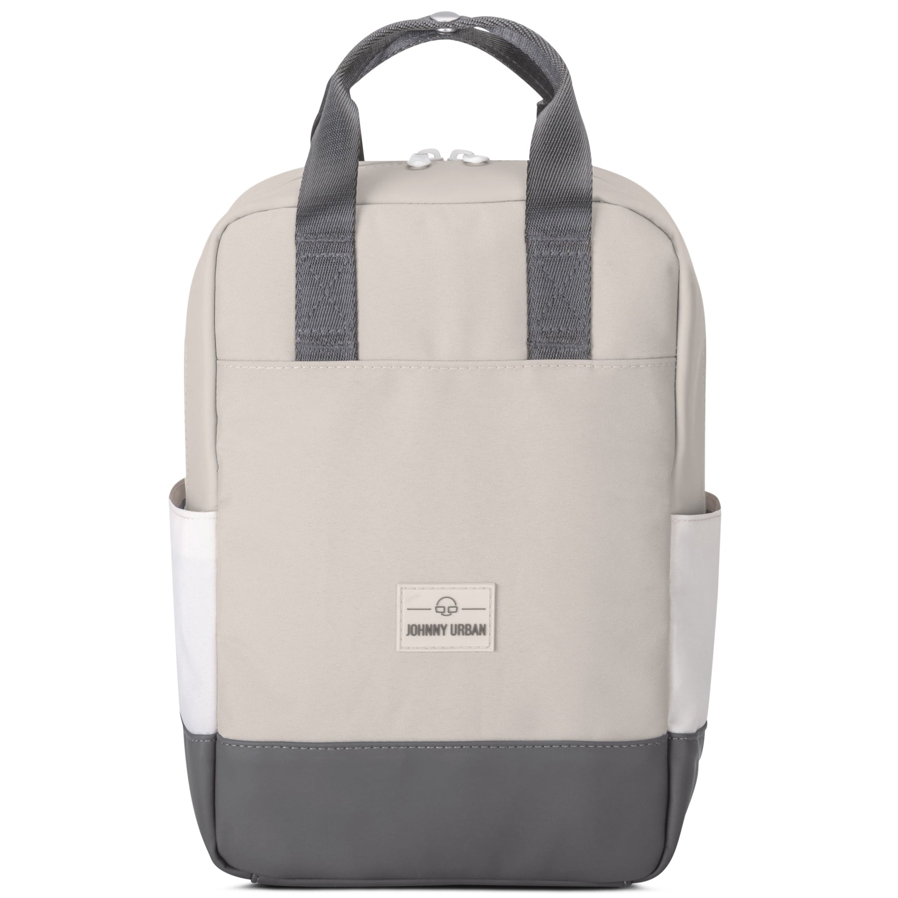Rucksack 'Jona Small' in sandgrau mit dunkelgrauem Boden und Tragegriffen