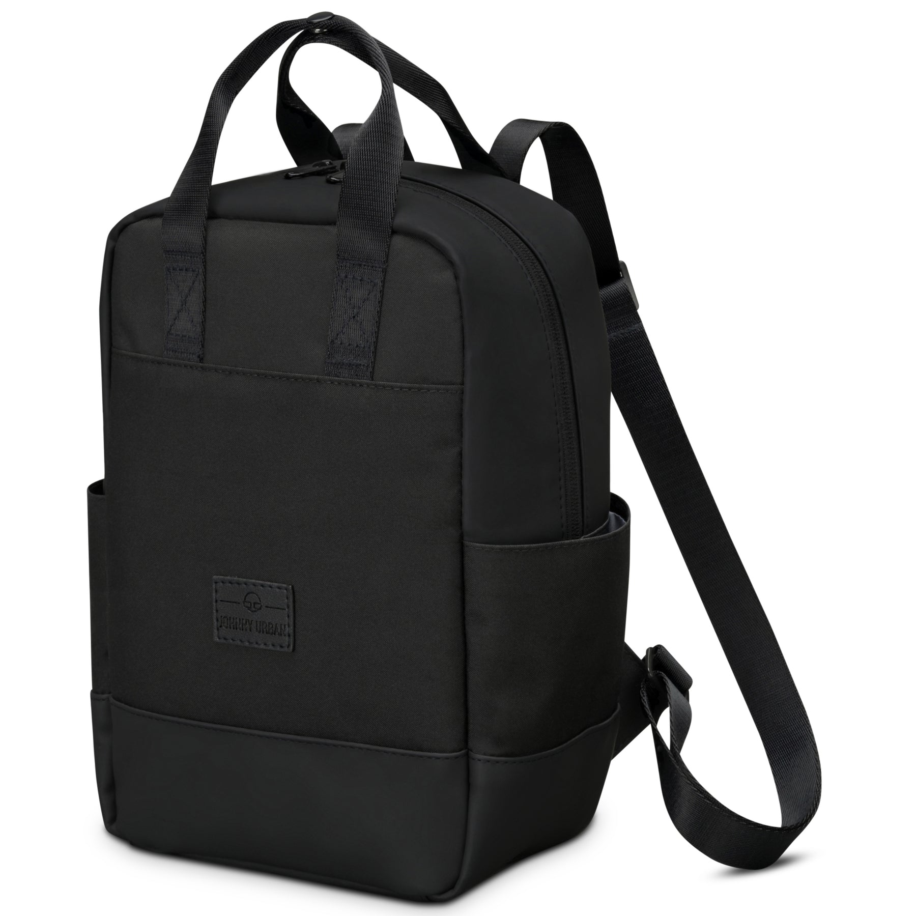 Schwarzer Rucksack 'Jona Small' von Johnny Urban mit zwei Tragegriffen und verstellbaren Schultergurten