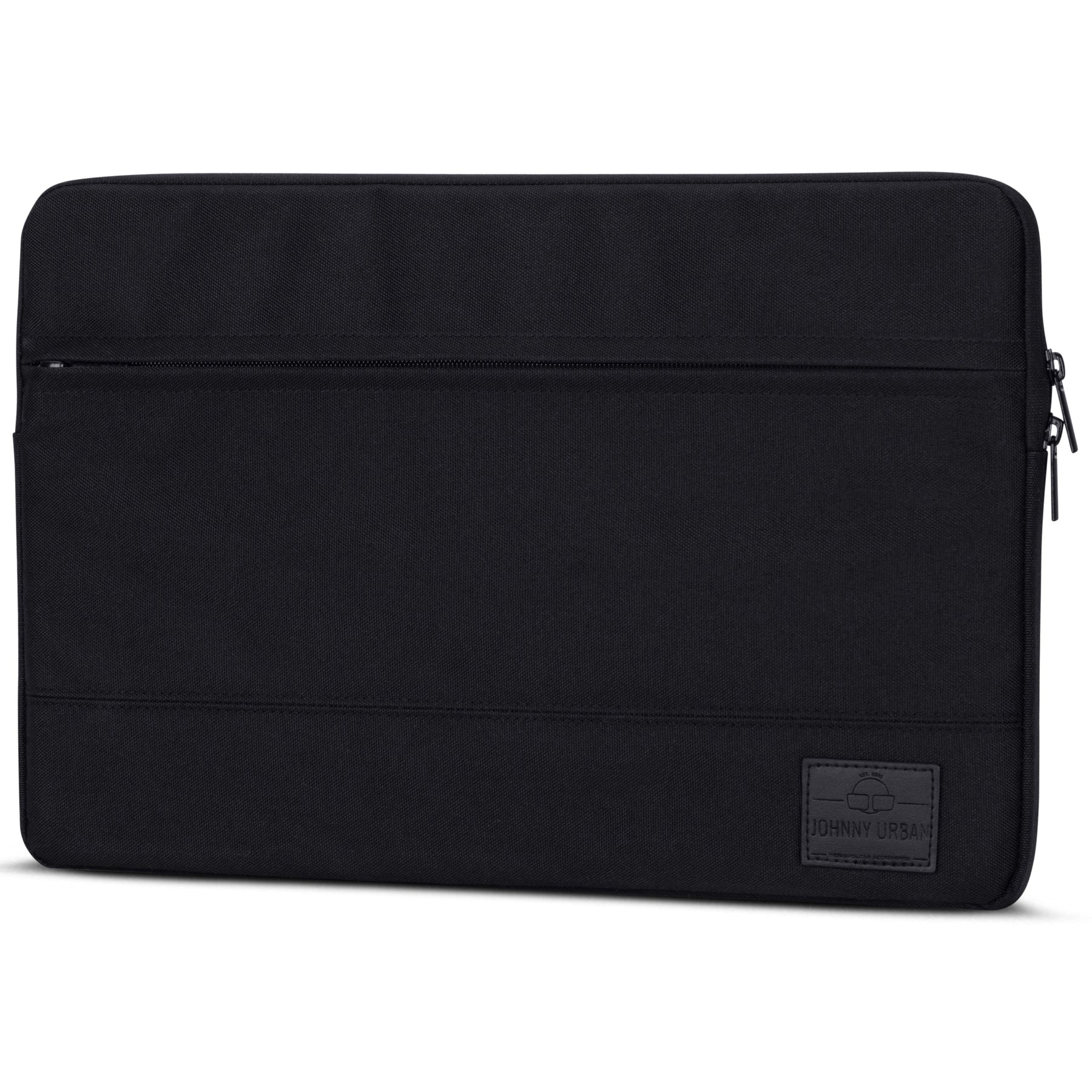 Schwarze Laptop-Hülle 'Jake' von Johnny Urban für 13-16 Zoll Laptops mit Reißverschluss und Logo-Patch