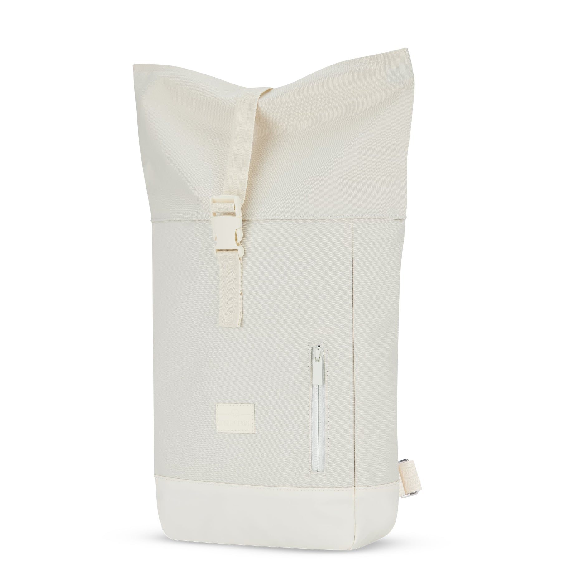 Weißer Rolltop-Rucksack Robin Small von Johnny Urban mit Frontreißverschlusstasche