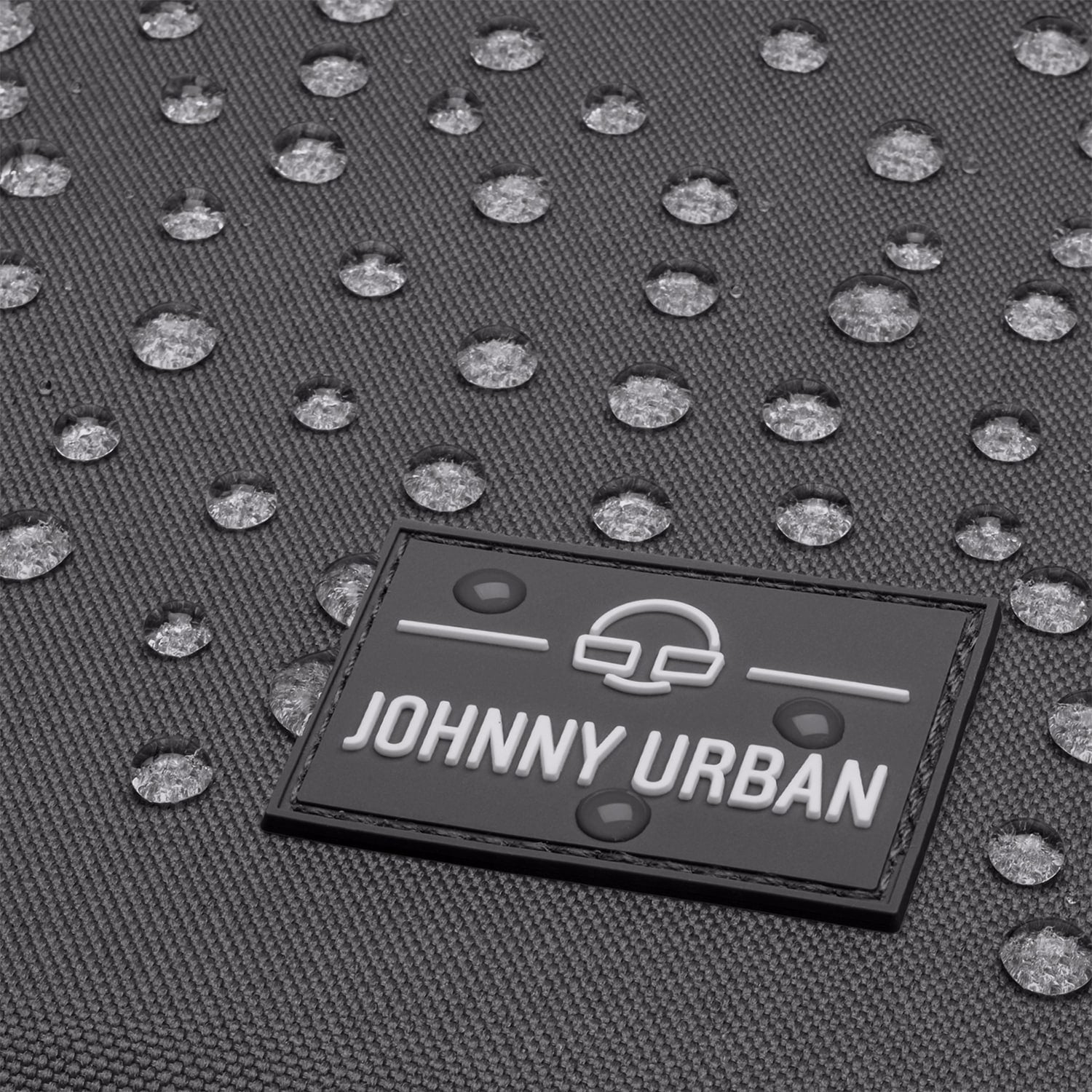 Wasserdichte graue Struktur des Rolltop Rucksacks Allen XL mit Johnny Urban Logo